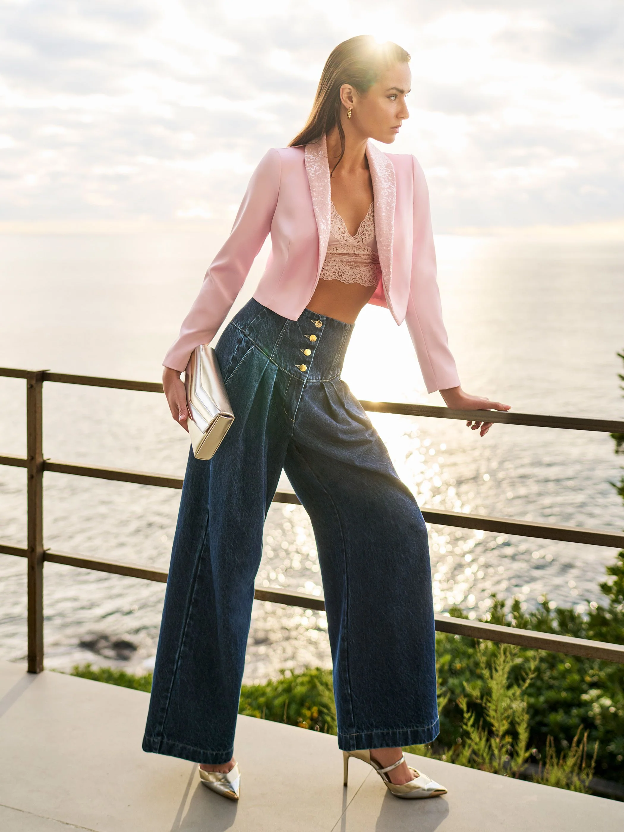 Jeans blu navy a vita alta - Image 7
