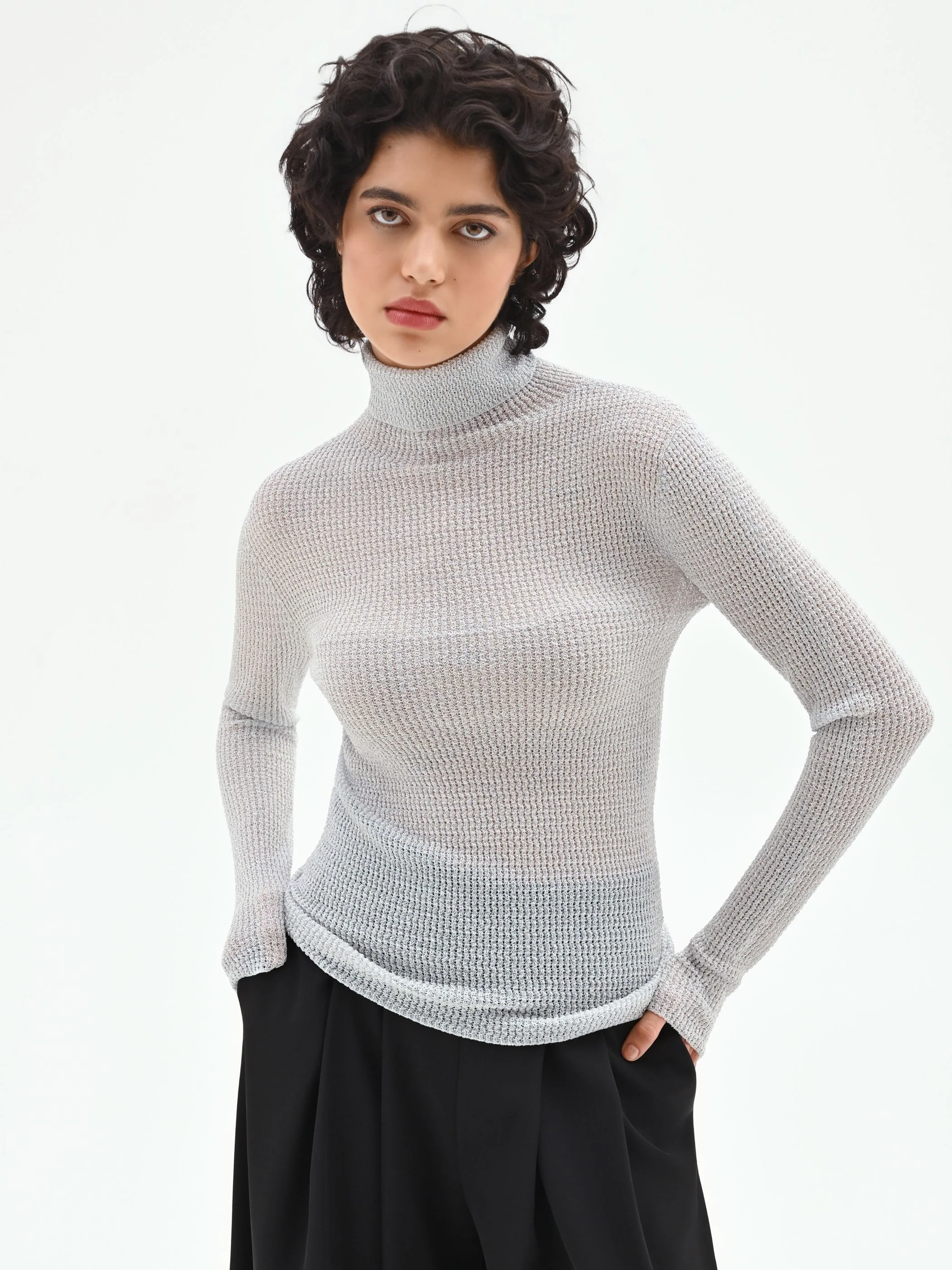 Maglia argento con texture a nido d'ape - Image 5