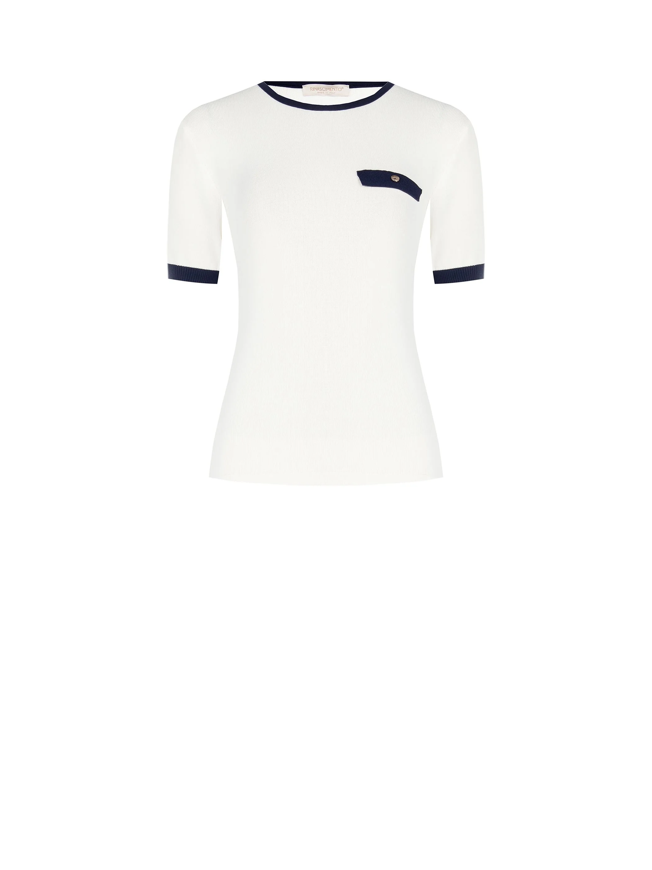 Maglia bicolore panna con profili a contrasto - Image 6