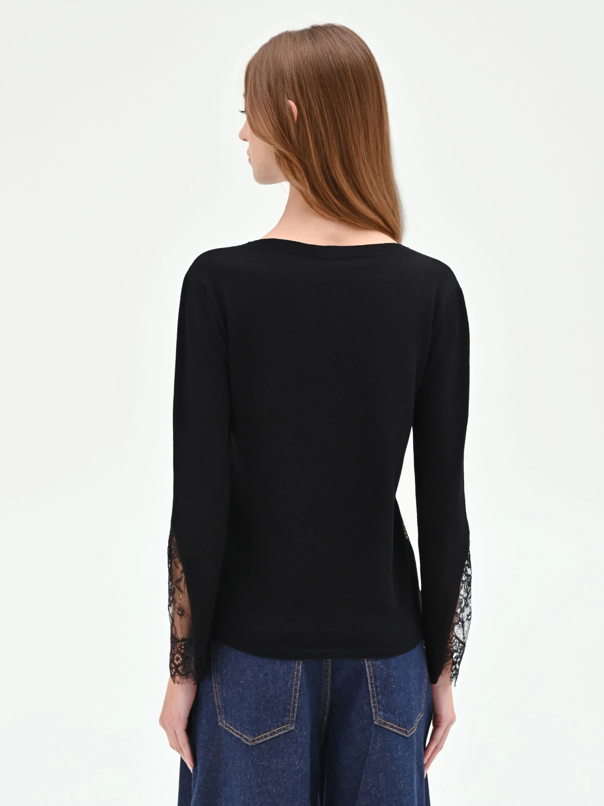 Maglia nera con inserti pizzo - Image 2