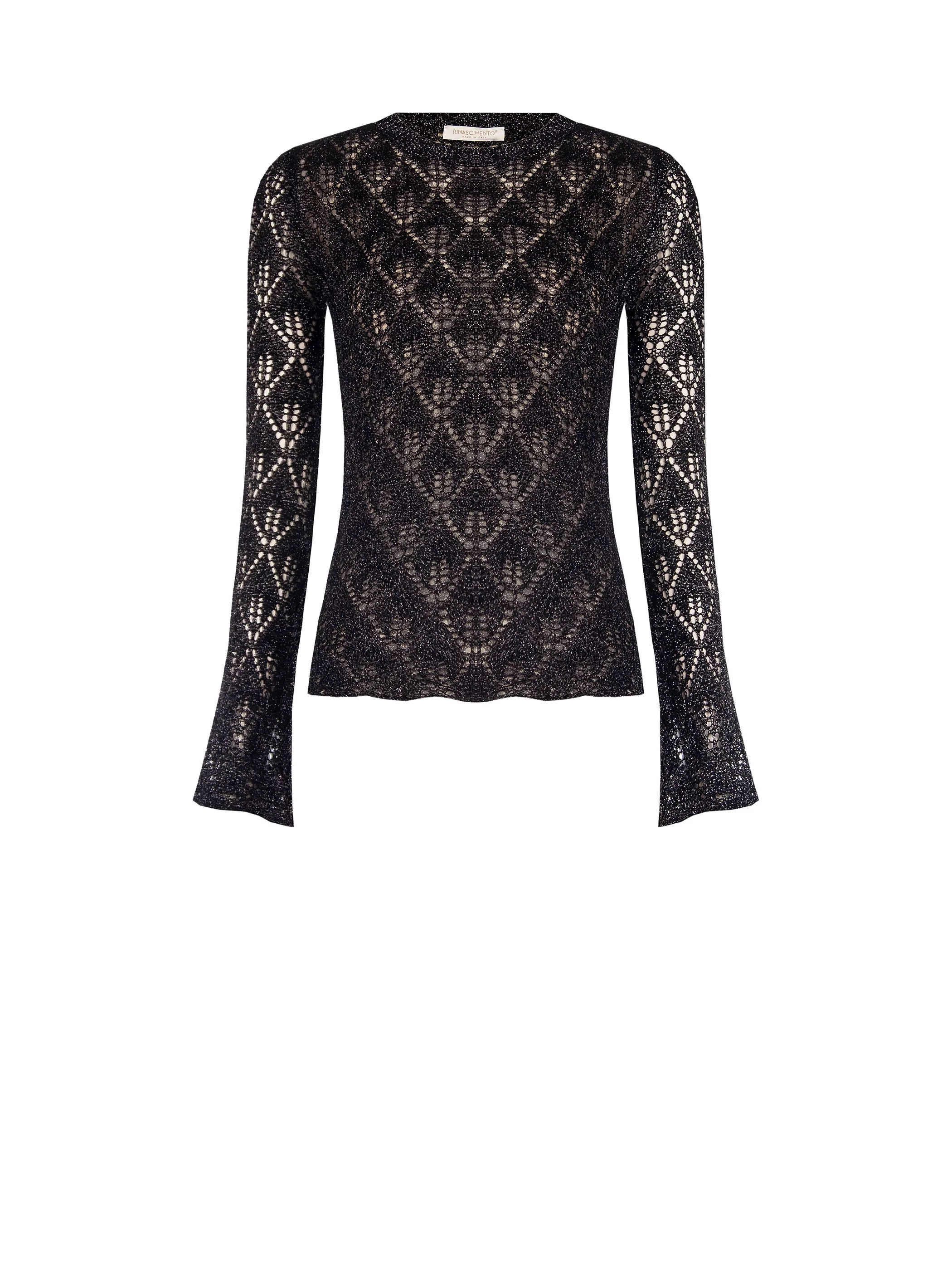 Maglia nera con lavorazione traforata e lurex - Image 6