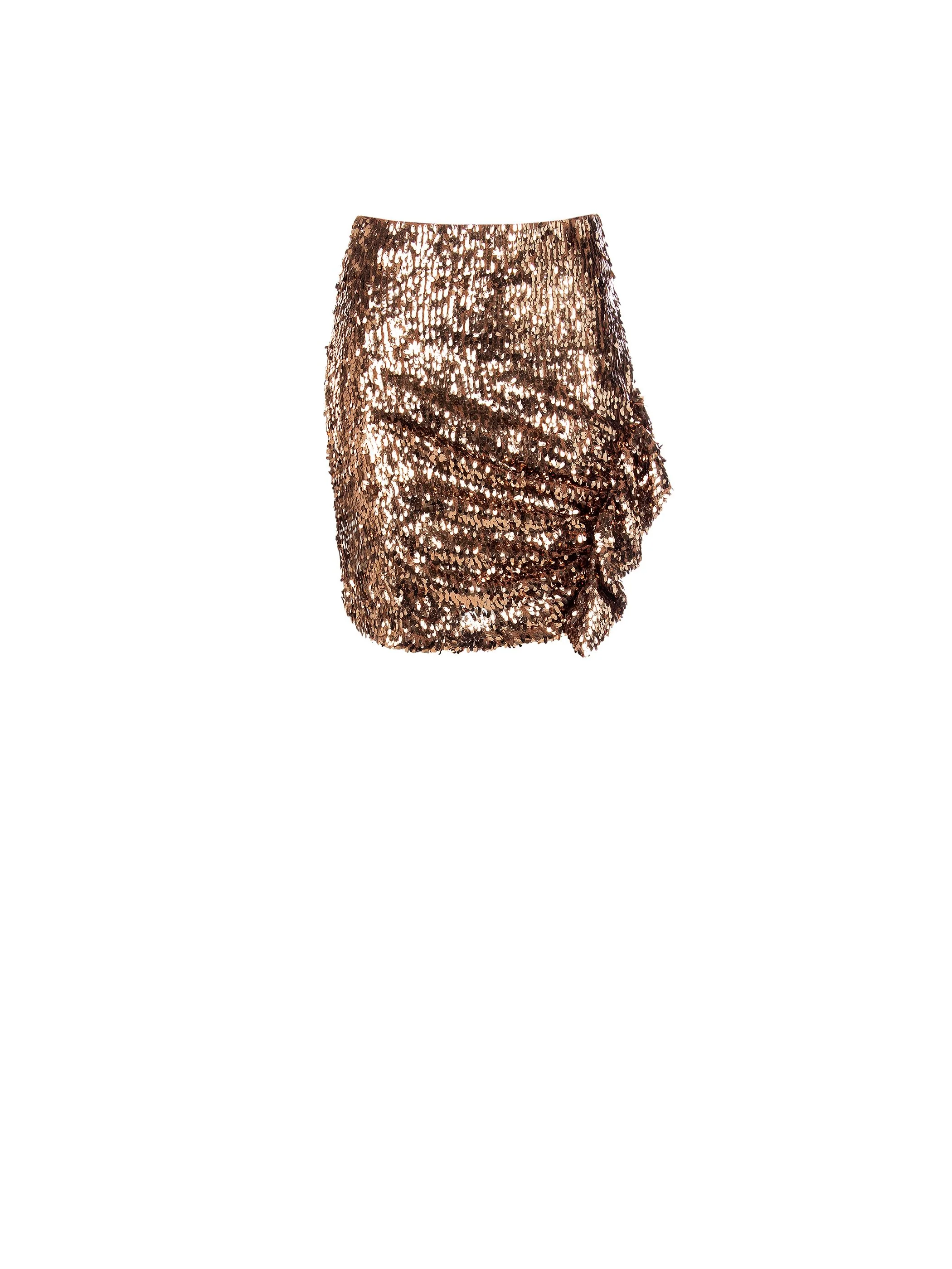 Minigonna di paillettes marrone bronzo - Image 6