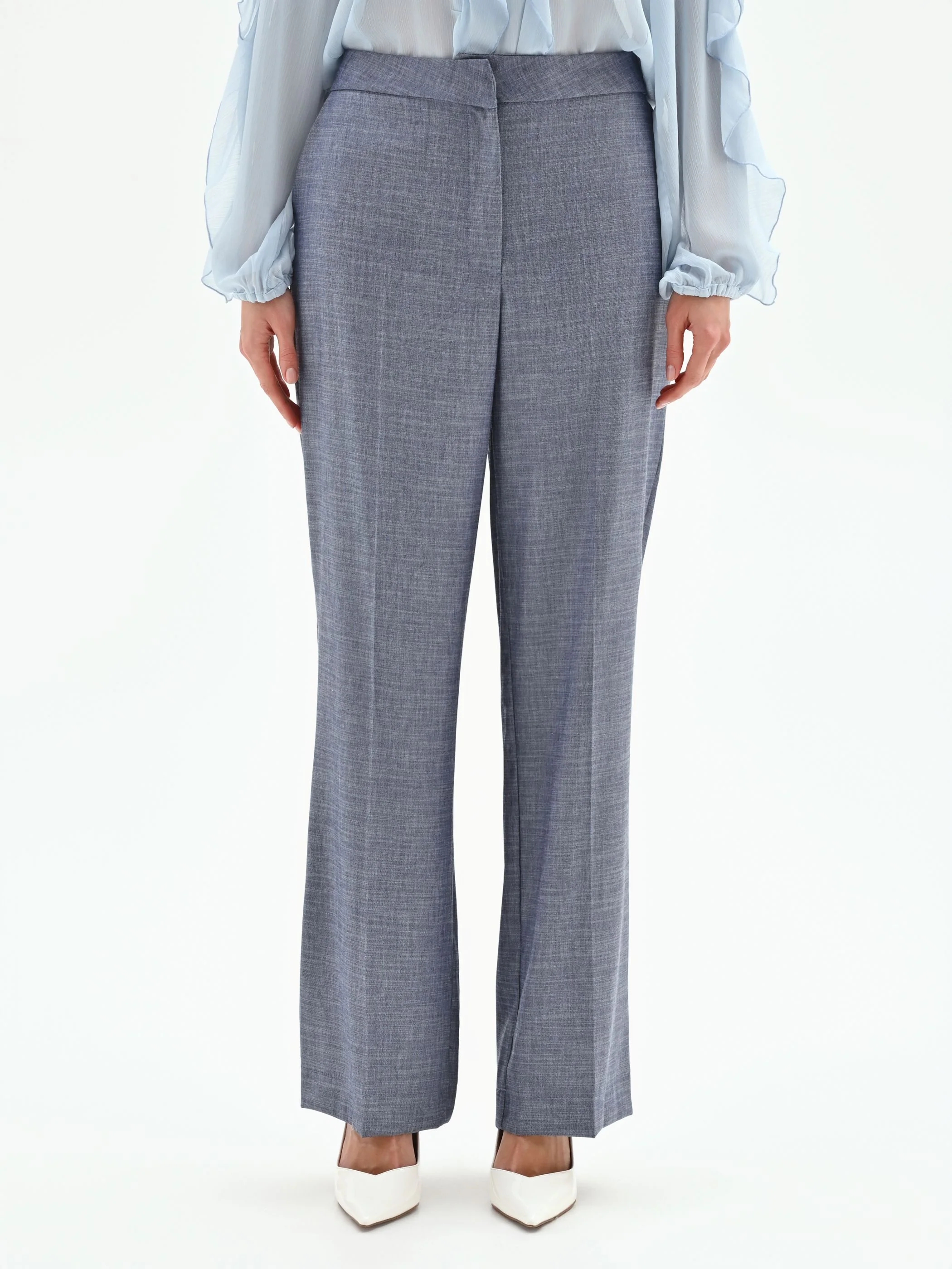 Pantalone a gamba ampia in chambray - Image 2