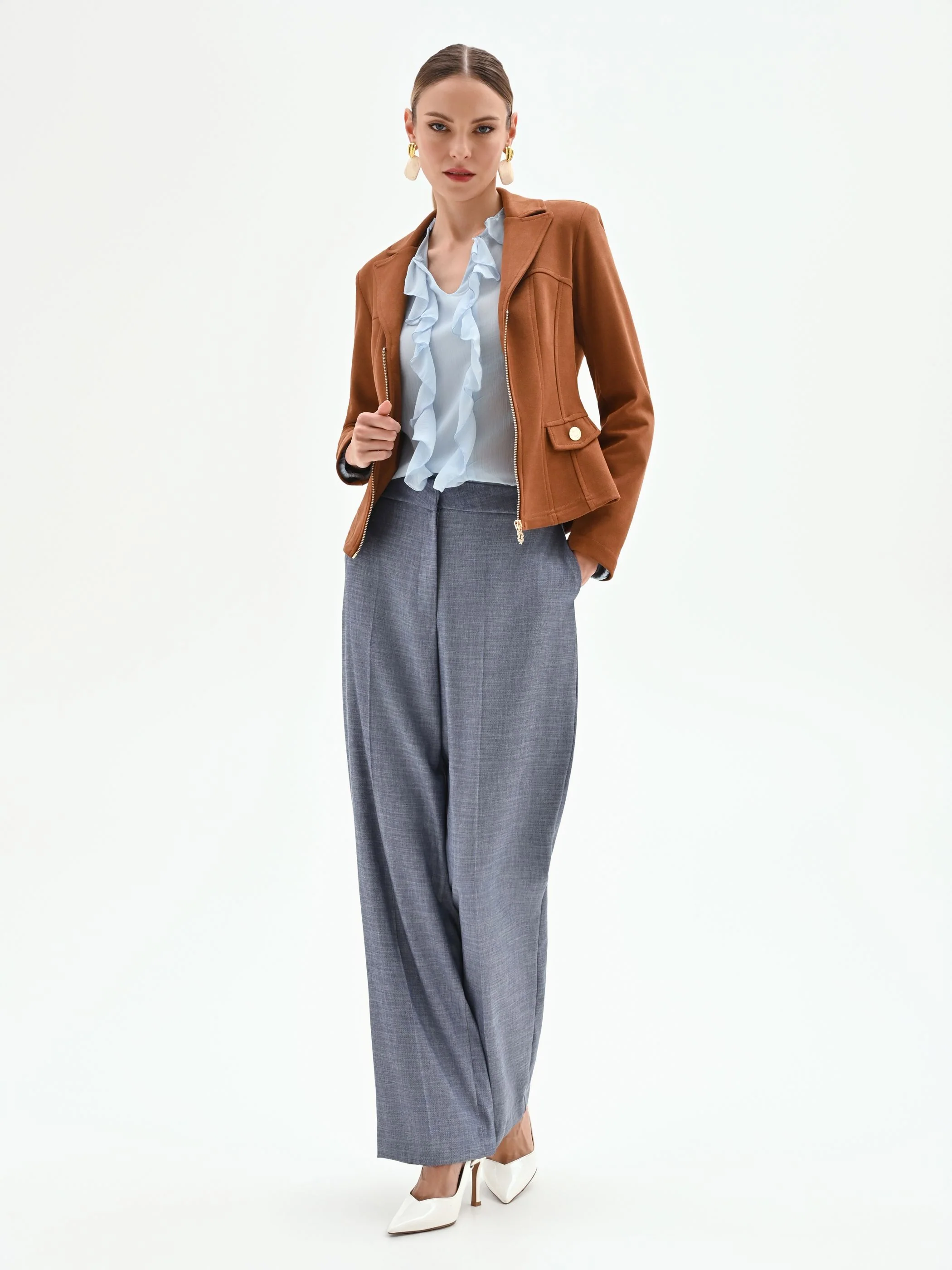 Pantalone a gamba ampia in chambray - Image 7