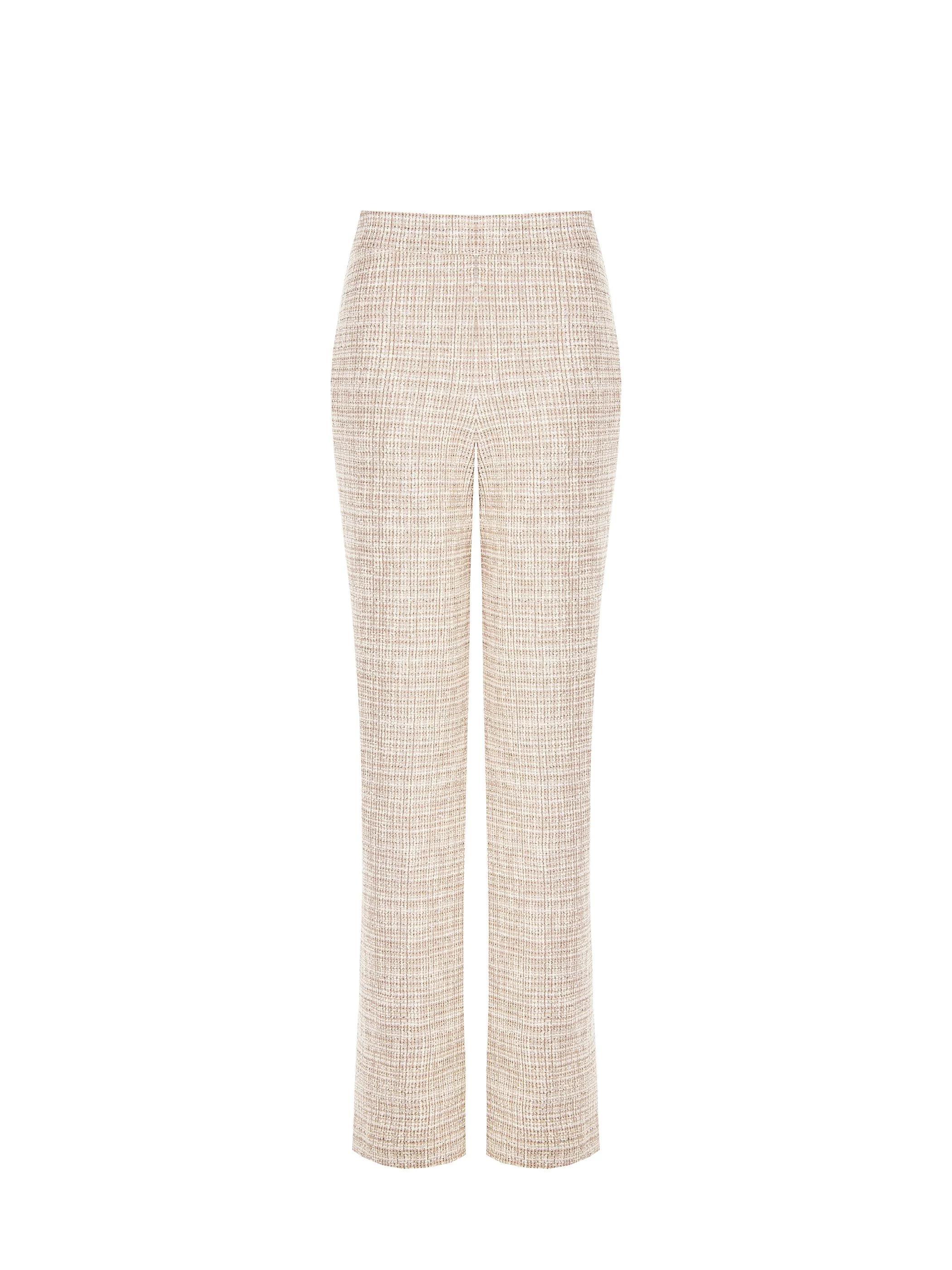 Pantalone a palazzo beige chiaro effetto tweed - Image 6