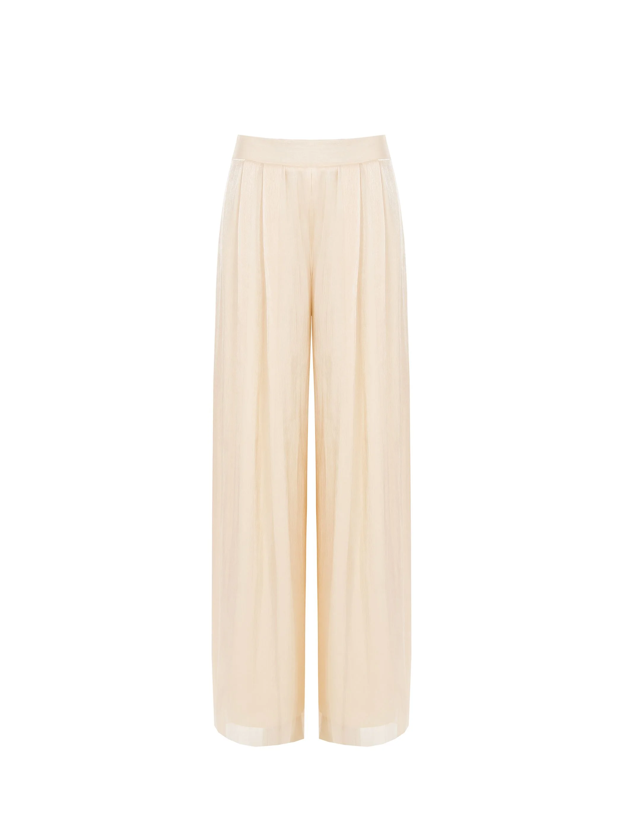 Pantalone a palazzo beige chiaro in raso cangiante - Image 6