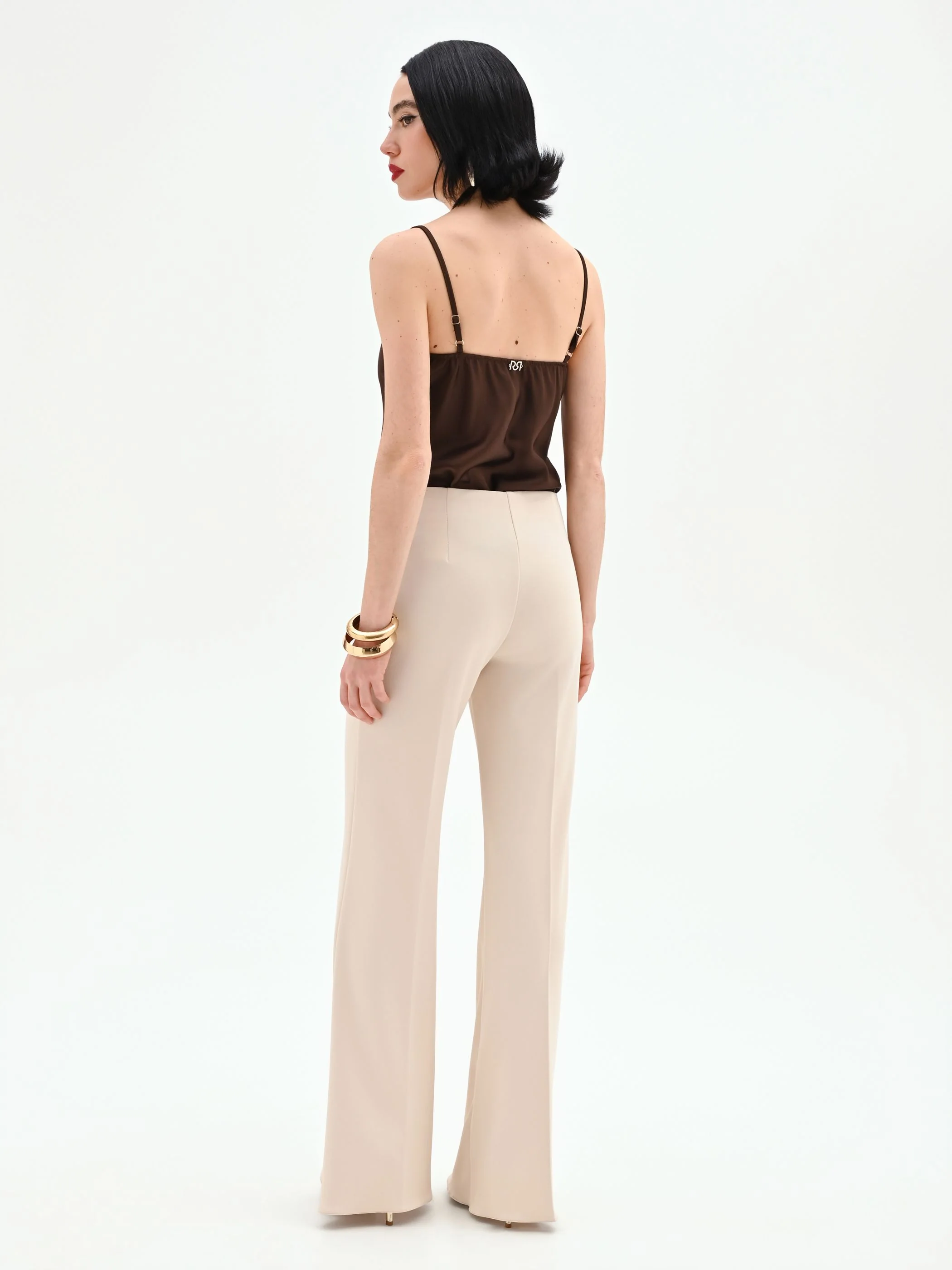 Pantalone a palazzo beige chiaro - Image 3