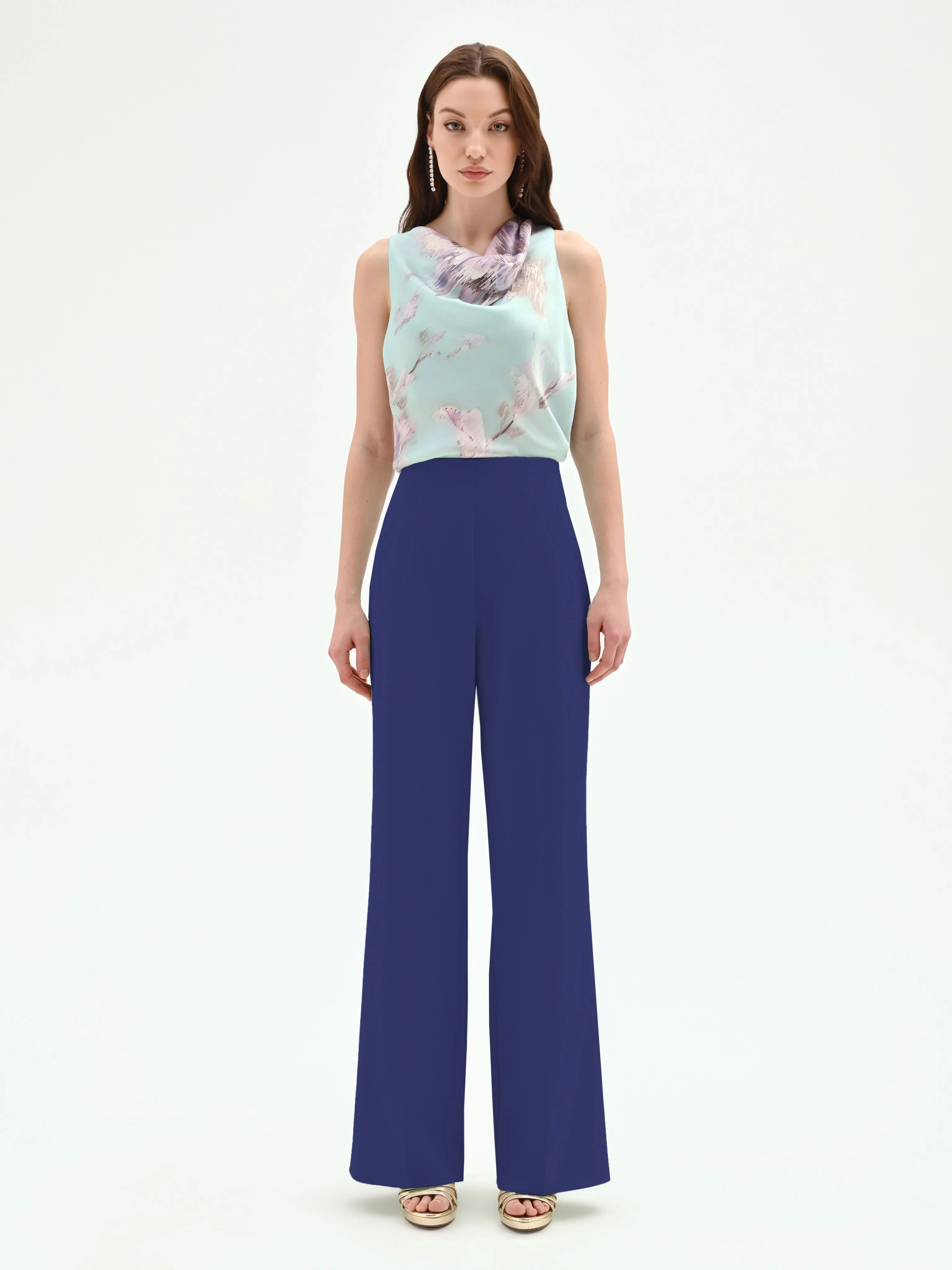 Pantalone a palazzo blu brillante