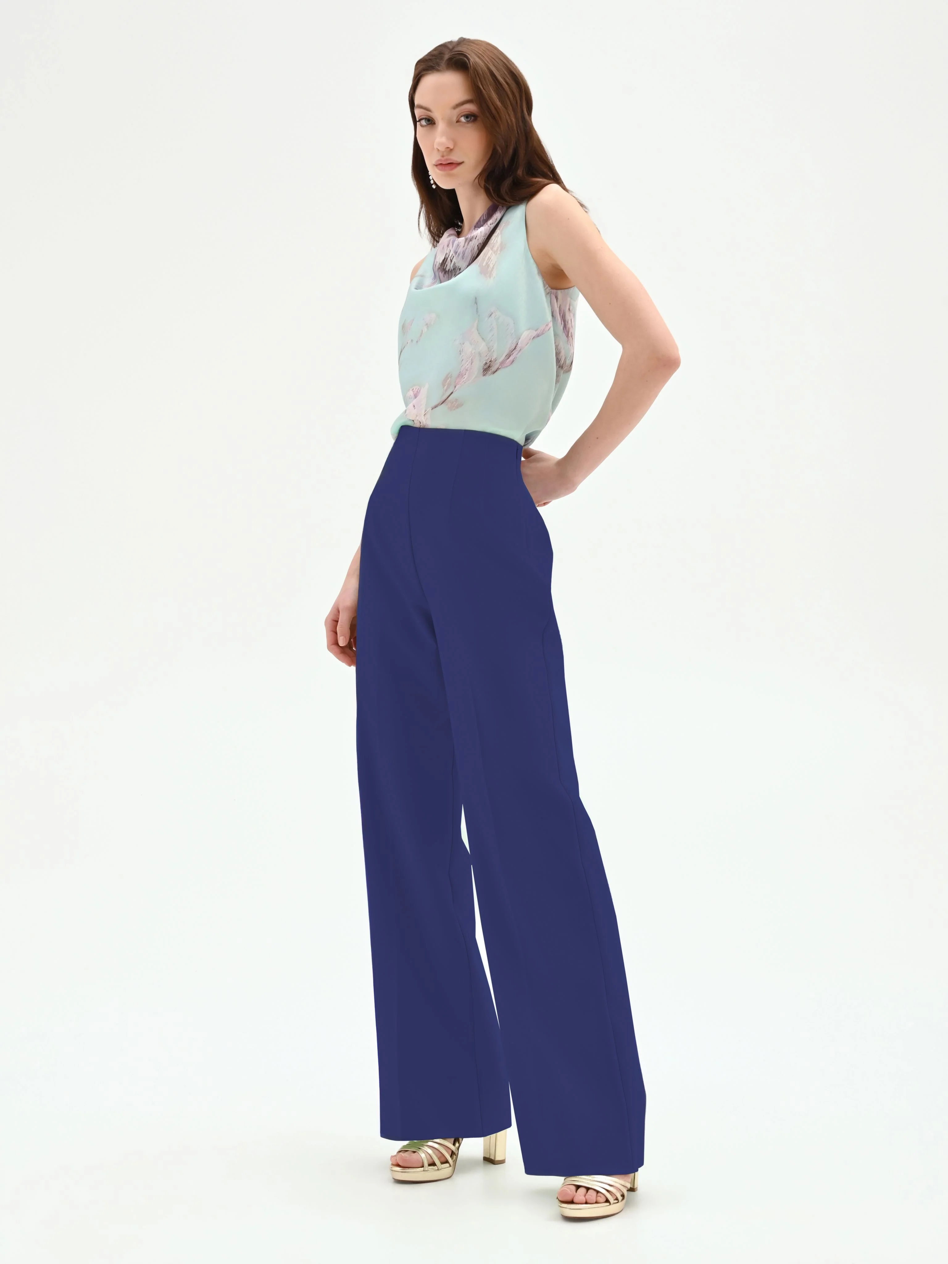 Pantalone a palazzo blu brillante - Image 5