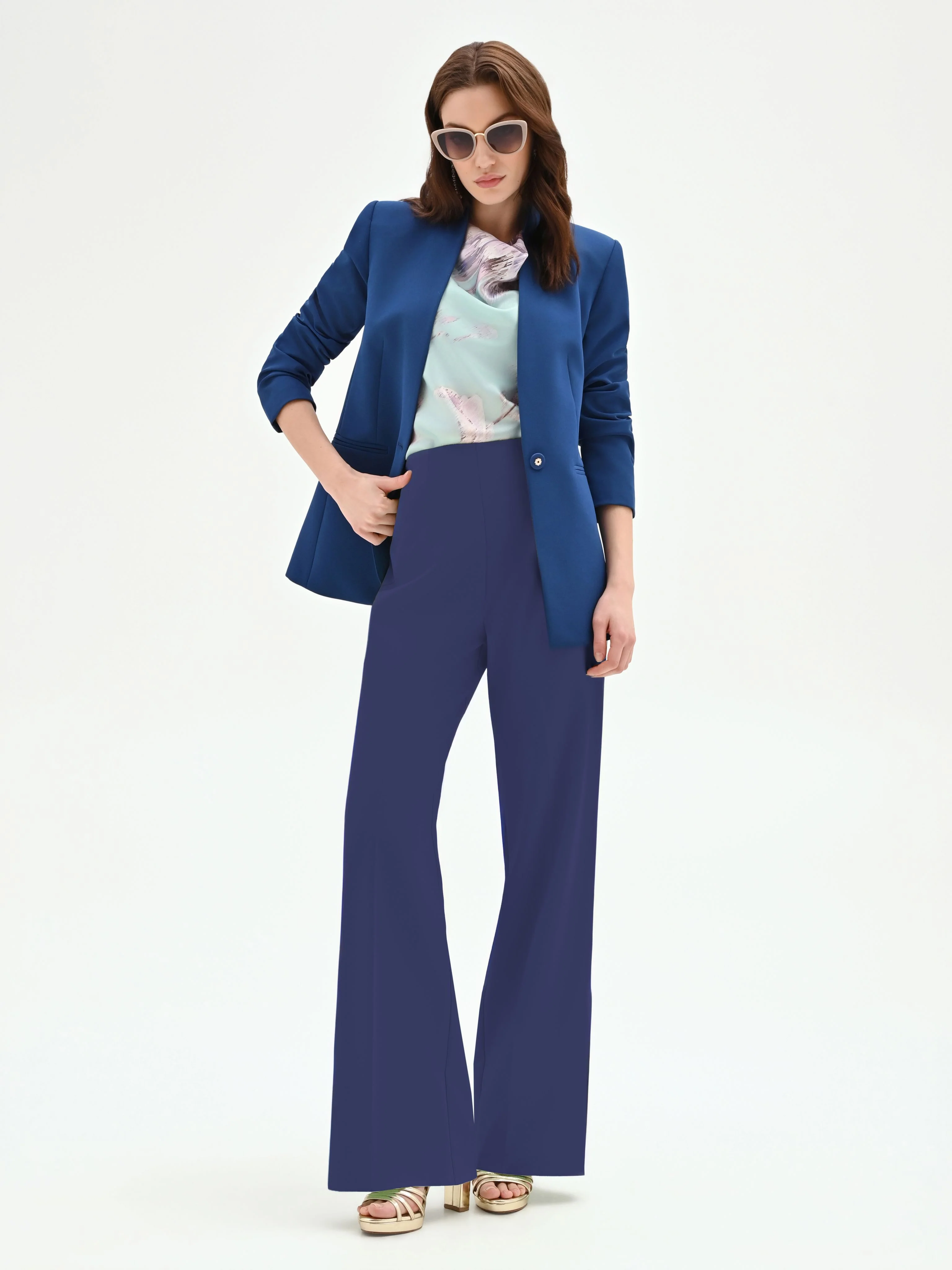 Pantalone a palazzo blu brillante - Image 6
