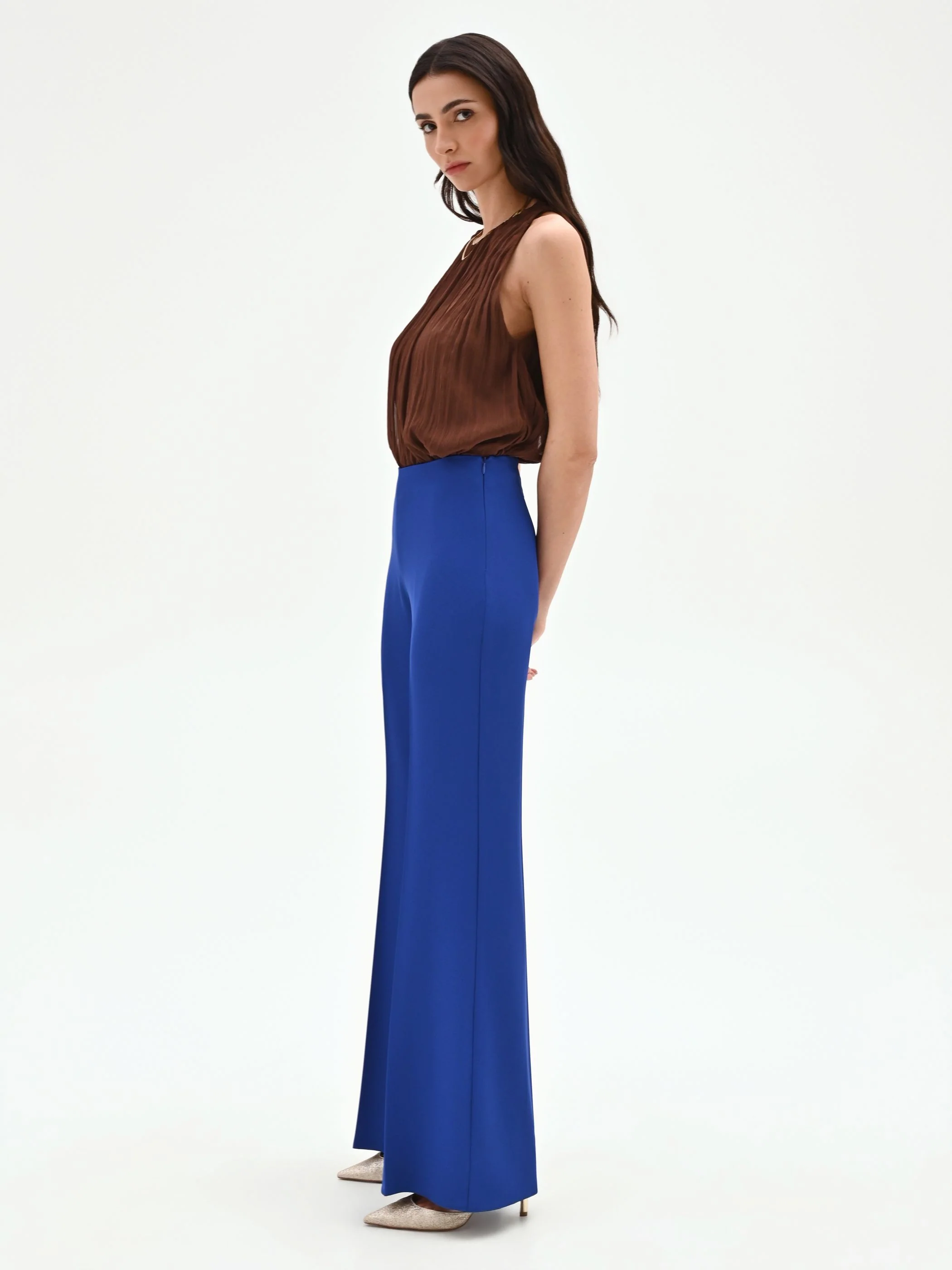 Pantalone a palazzo blu cina - Image 5