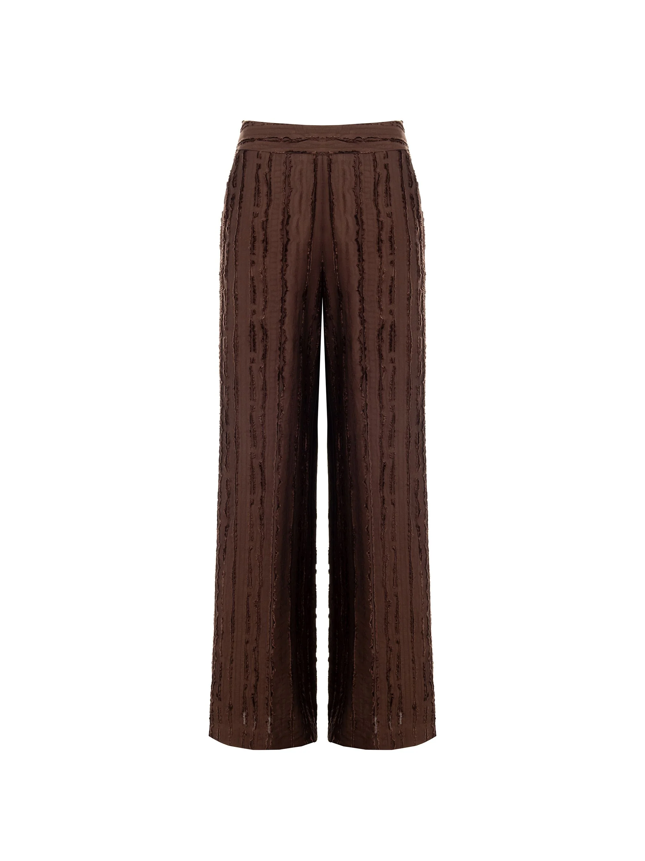 Pantalone a palazzo cioccolato in jacquard - Image 6