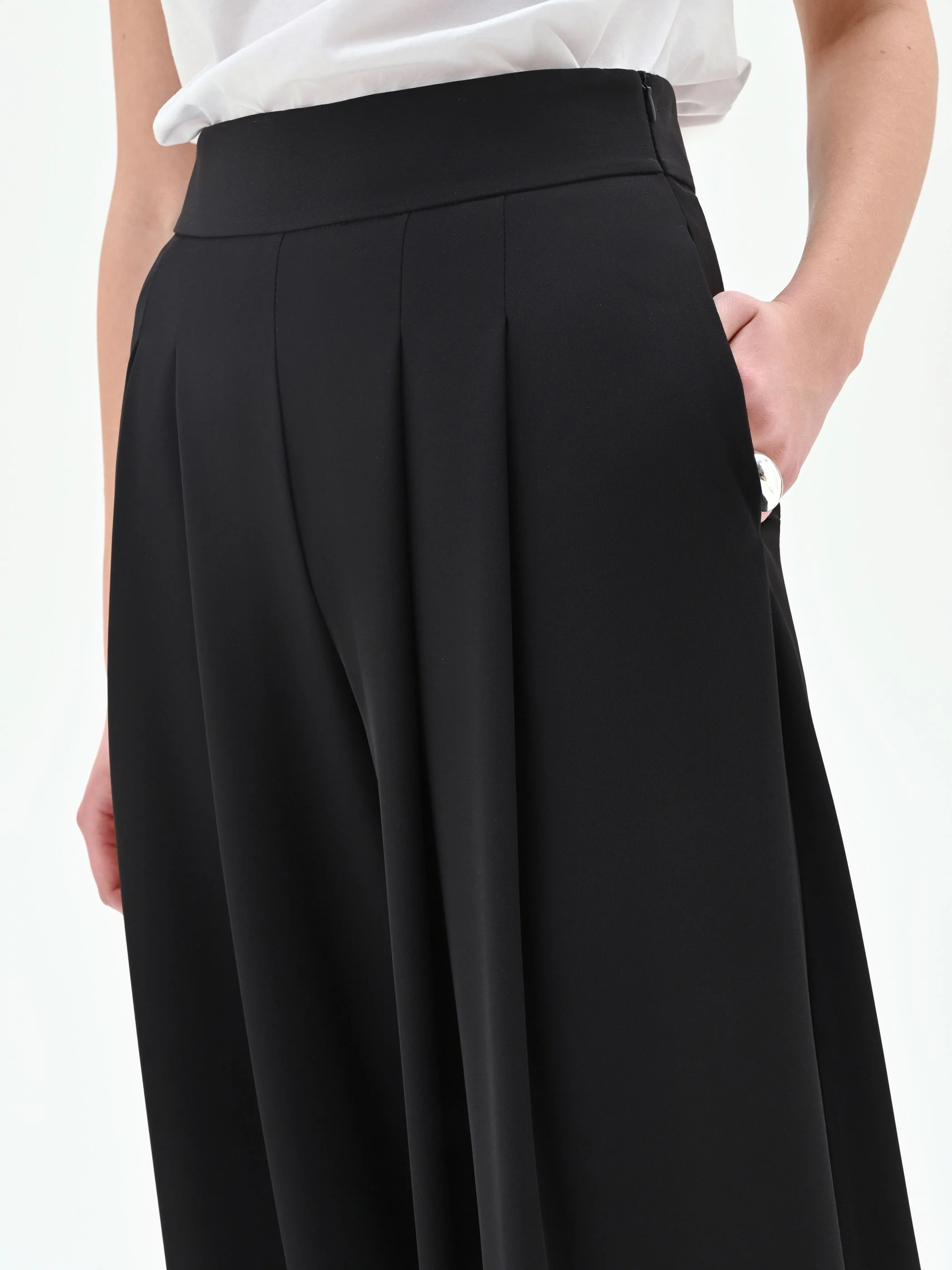 Pantalone a palazzo in cadi nero - Image 3