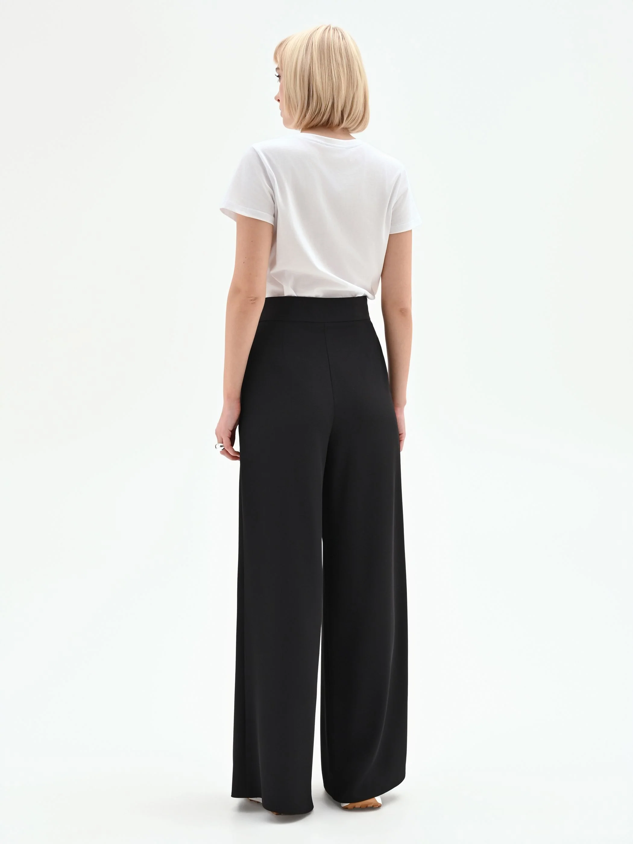 Pantalone a palazzo in cadi nero - Image 4