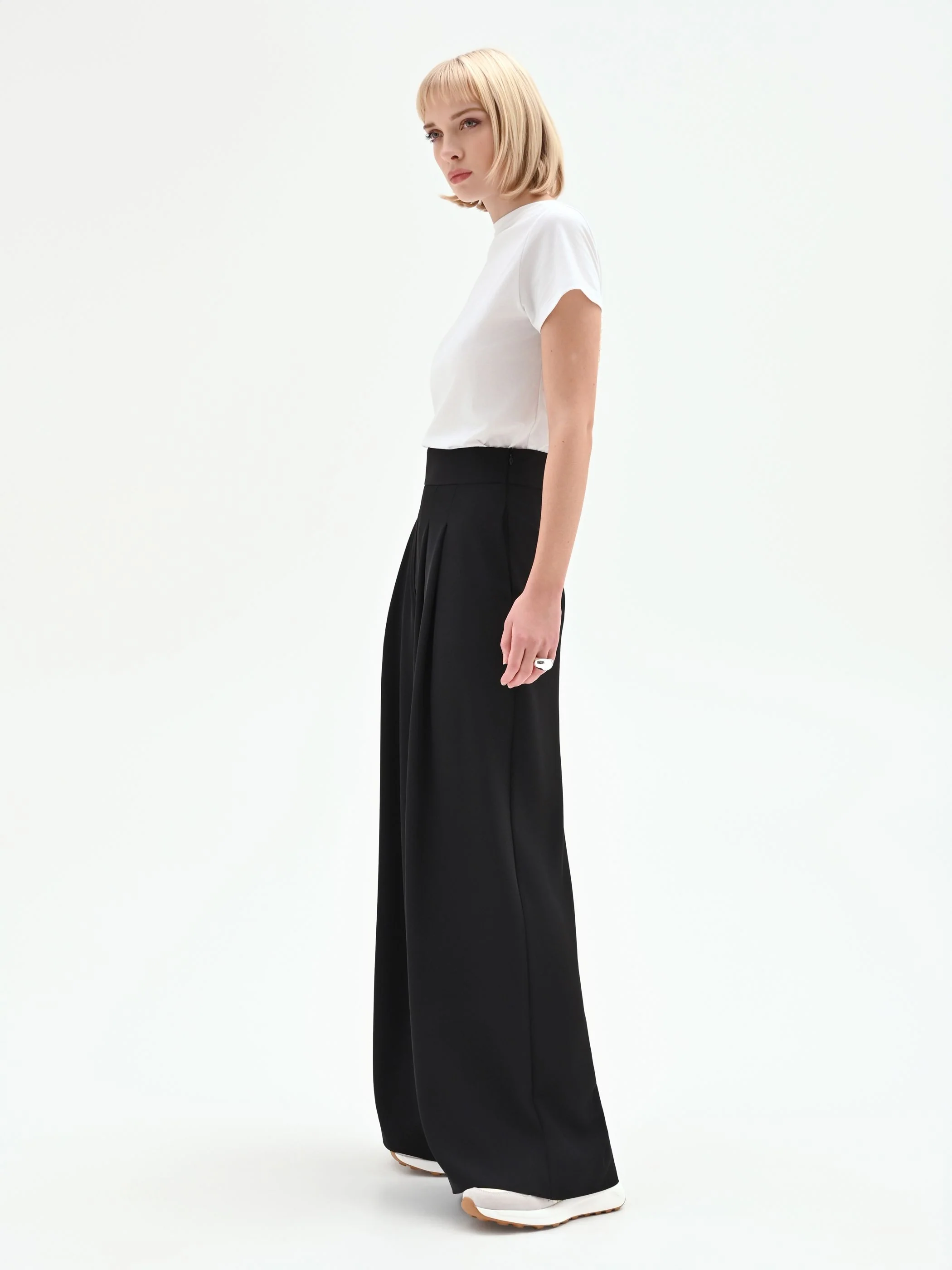 Pantalone a palazzo in cadi nero - Image 5