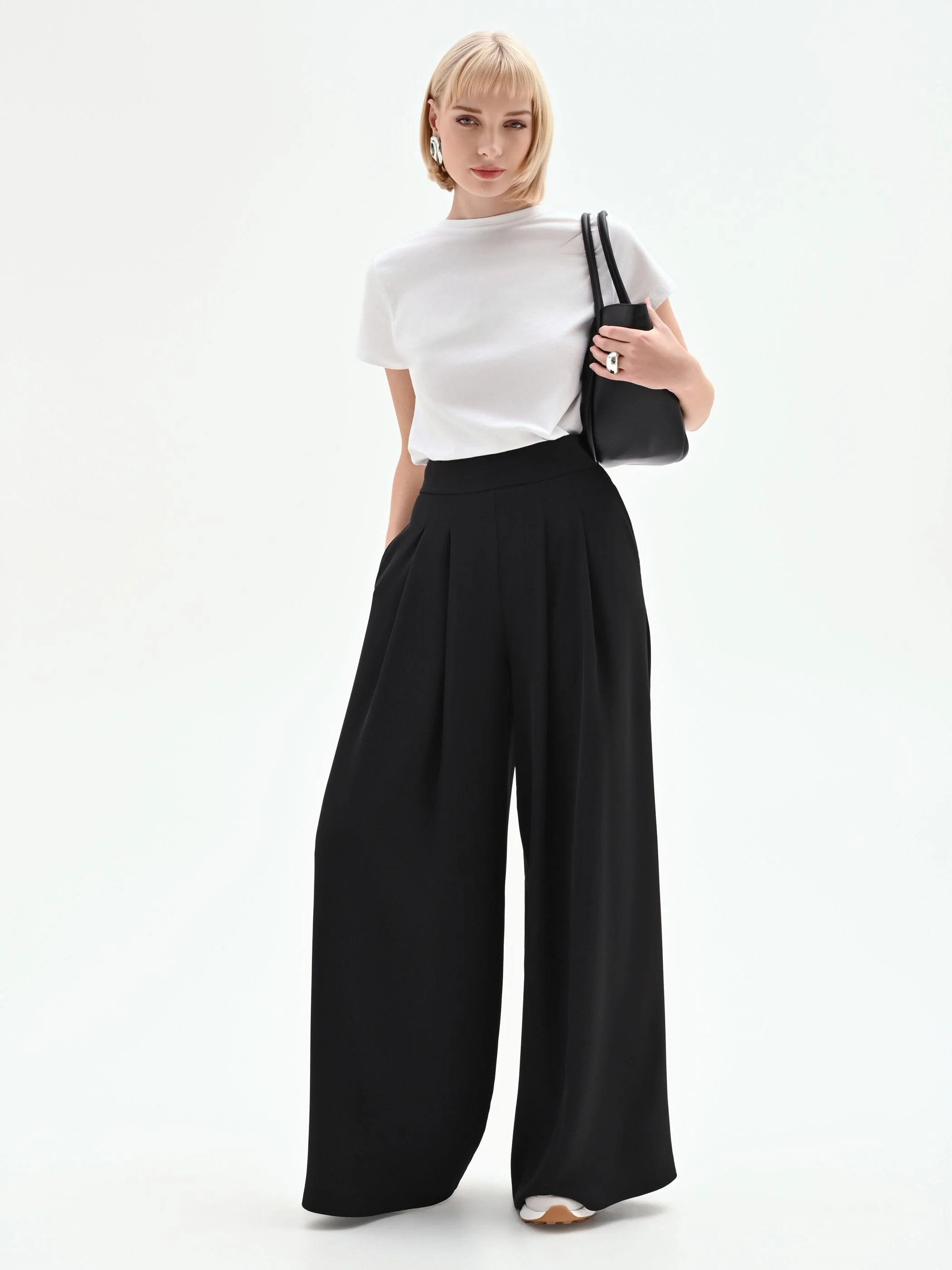 Pantalone a palazzo in cadi nero - Image 6