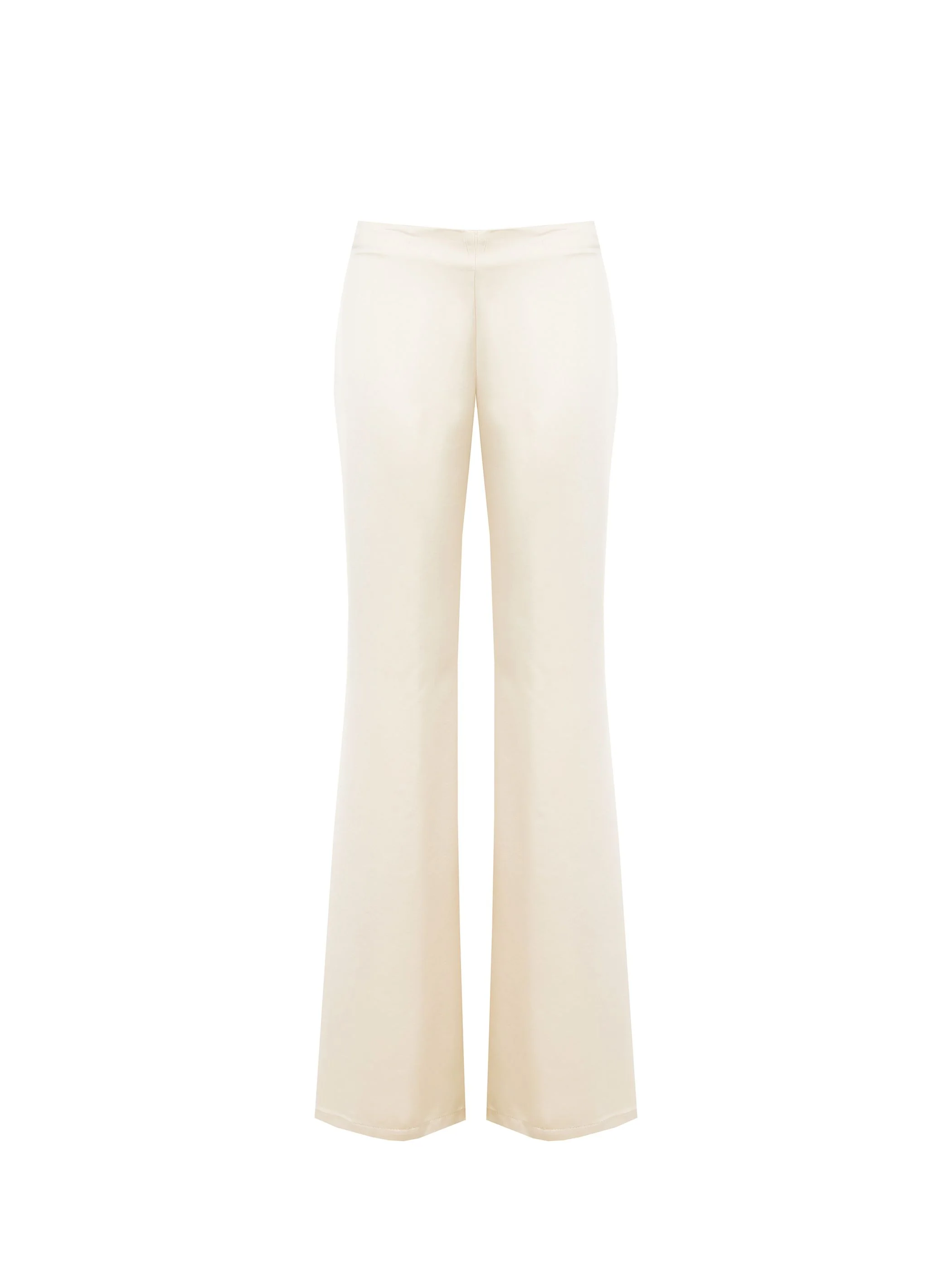 Pantalone a palazzo in raso beige chiaro - Image 6