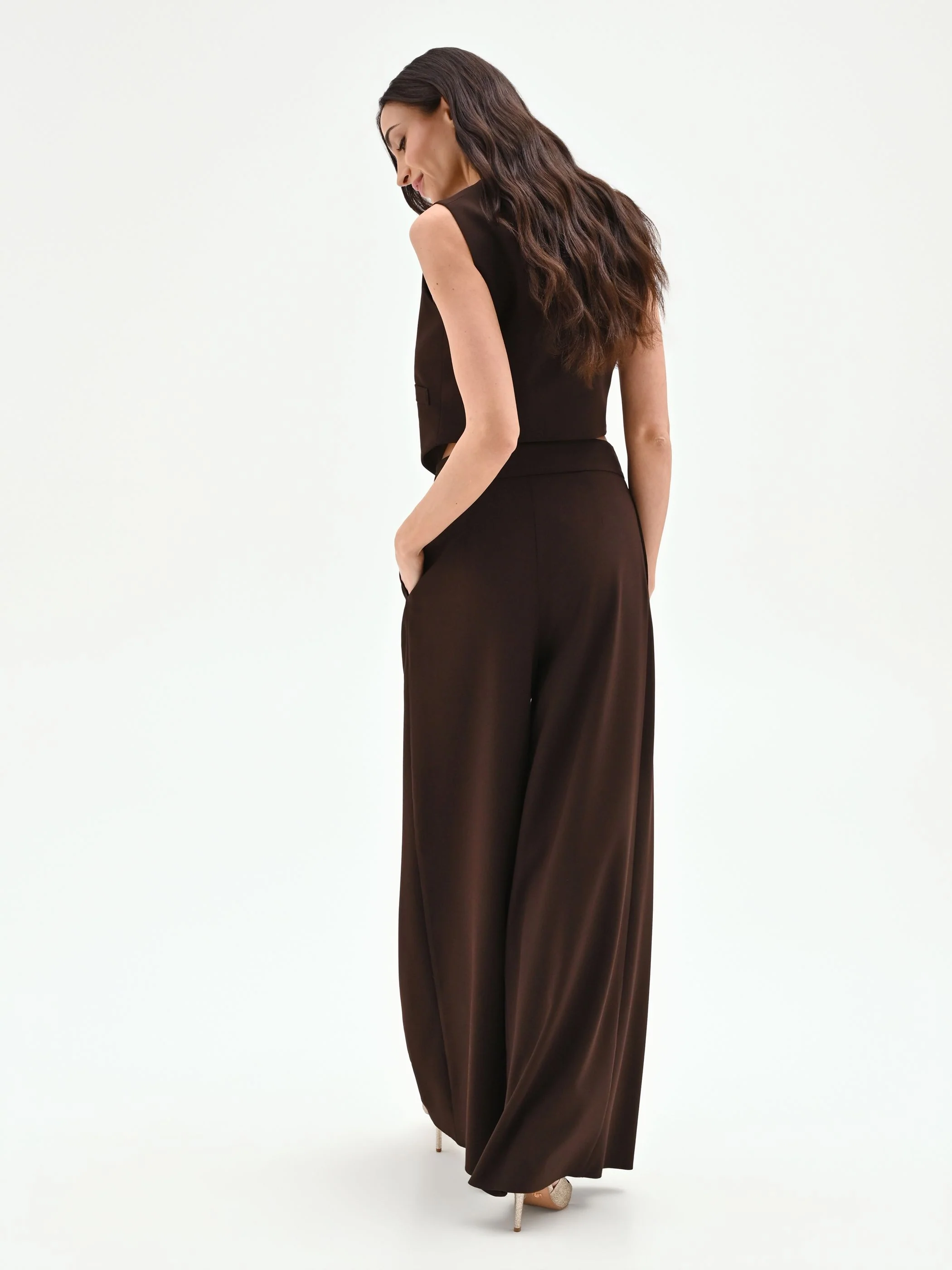 Pantalone a palazzo moro marrone - Image 3