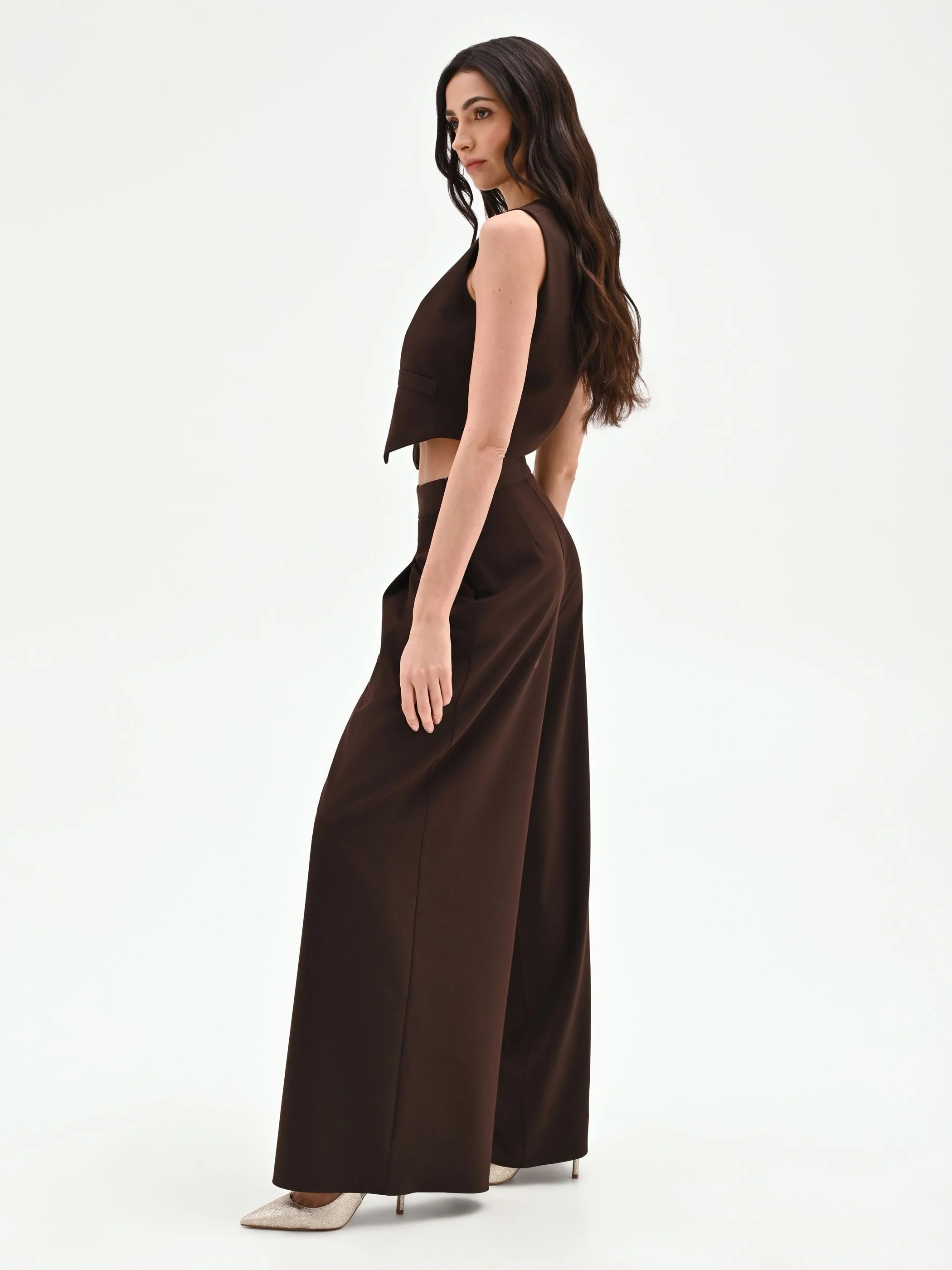 Pantalone a palazzo moro marrone - Image 4
