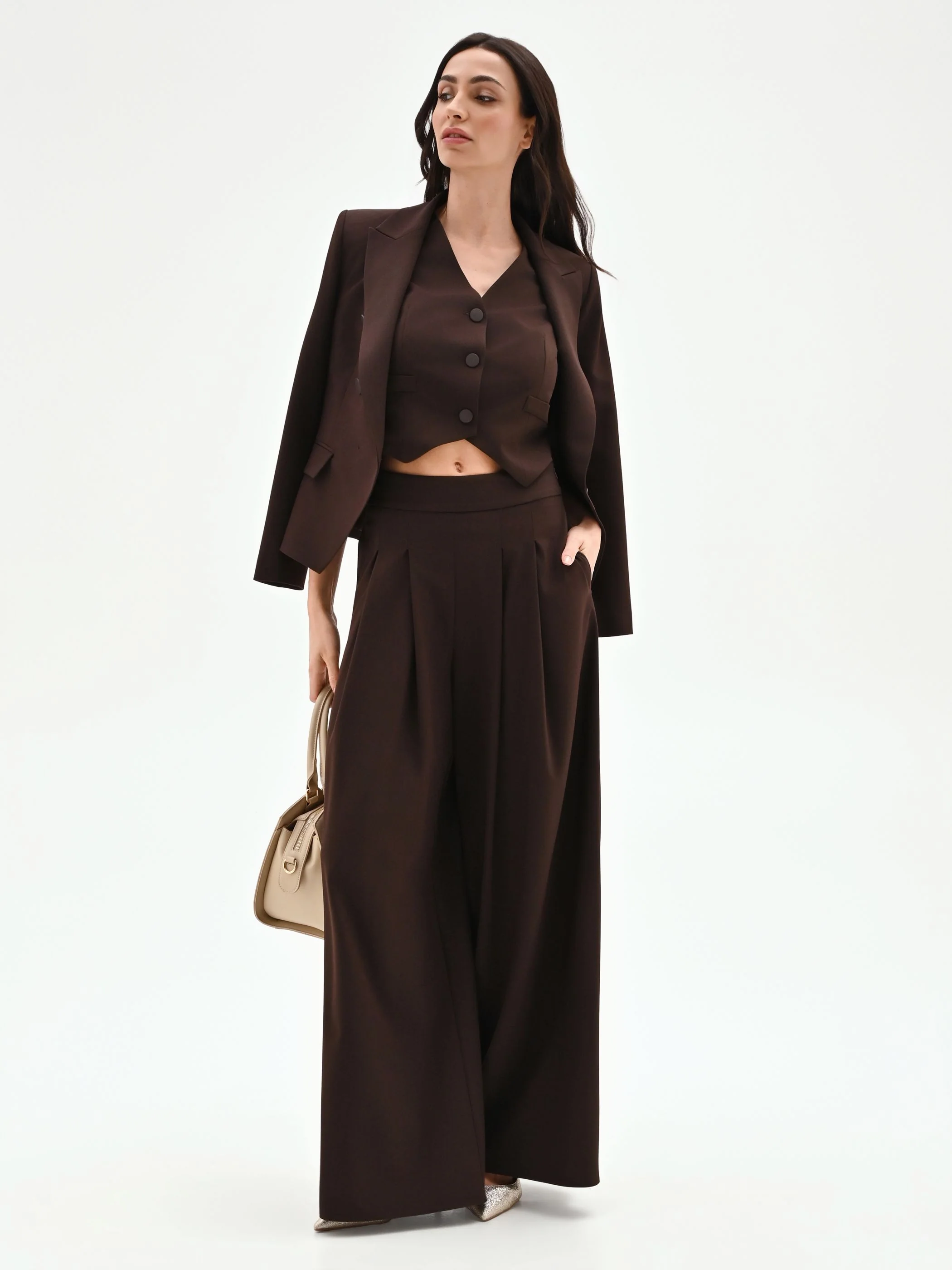 Pantalone a palazzo moro marrone - Image 6