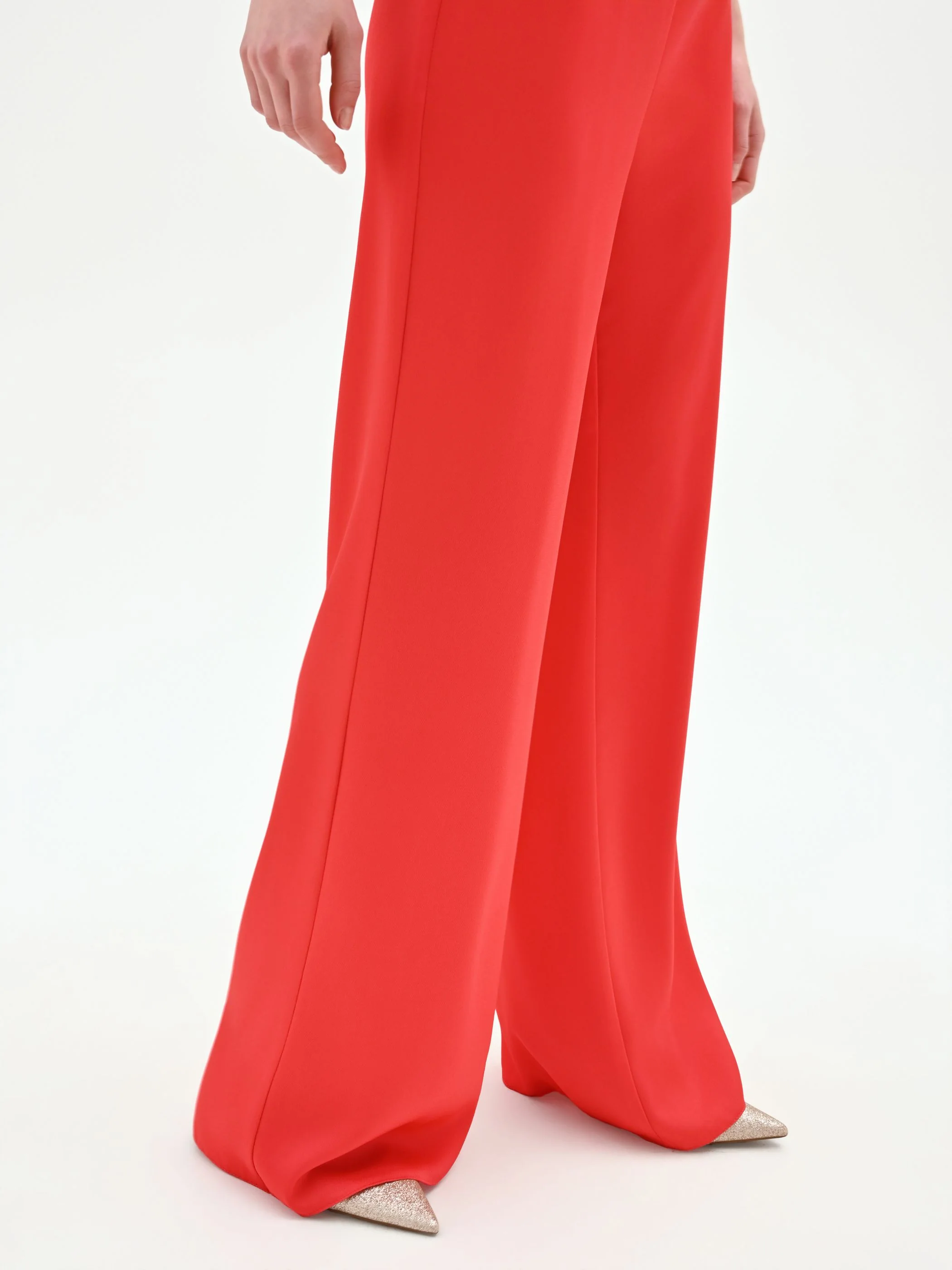 Pantalone a palazzo rosso fragola in raso - Image 2