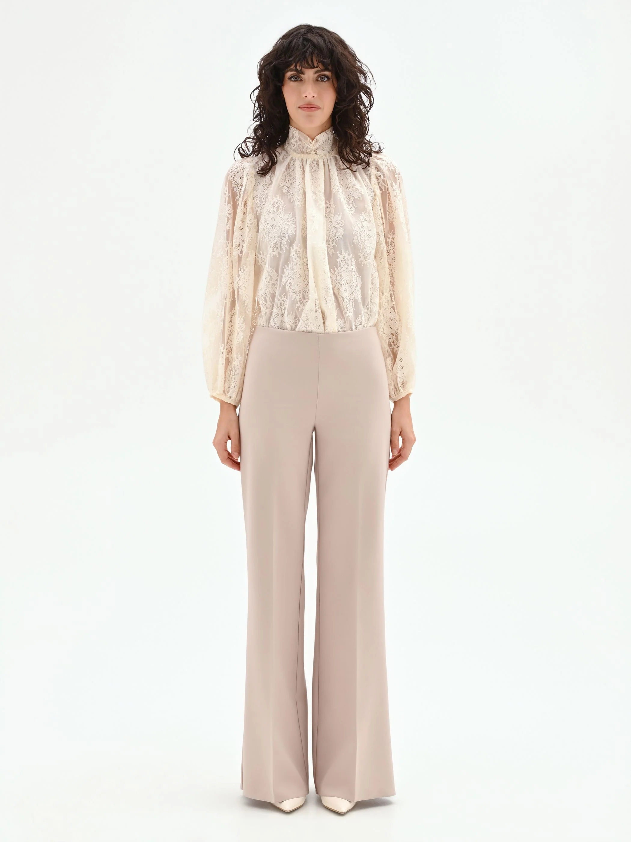 Pantalone a palazzo tortora beige