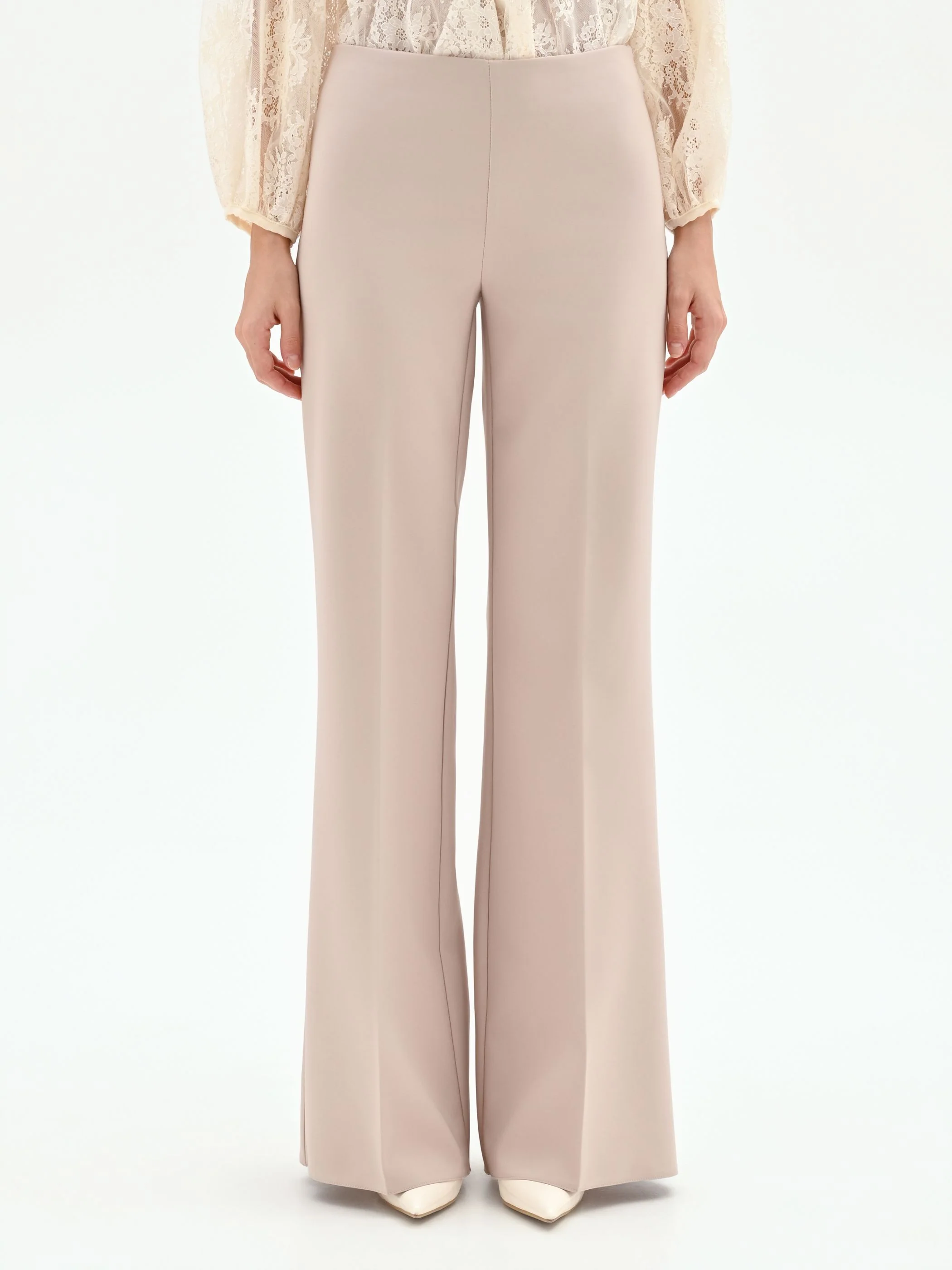 Pantalone a palazzo tortora beige - Image 2