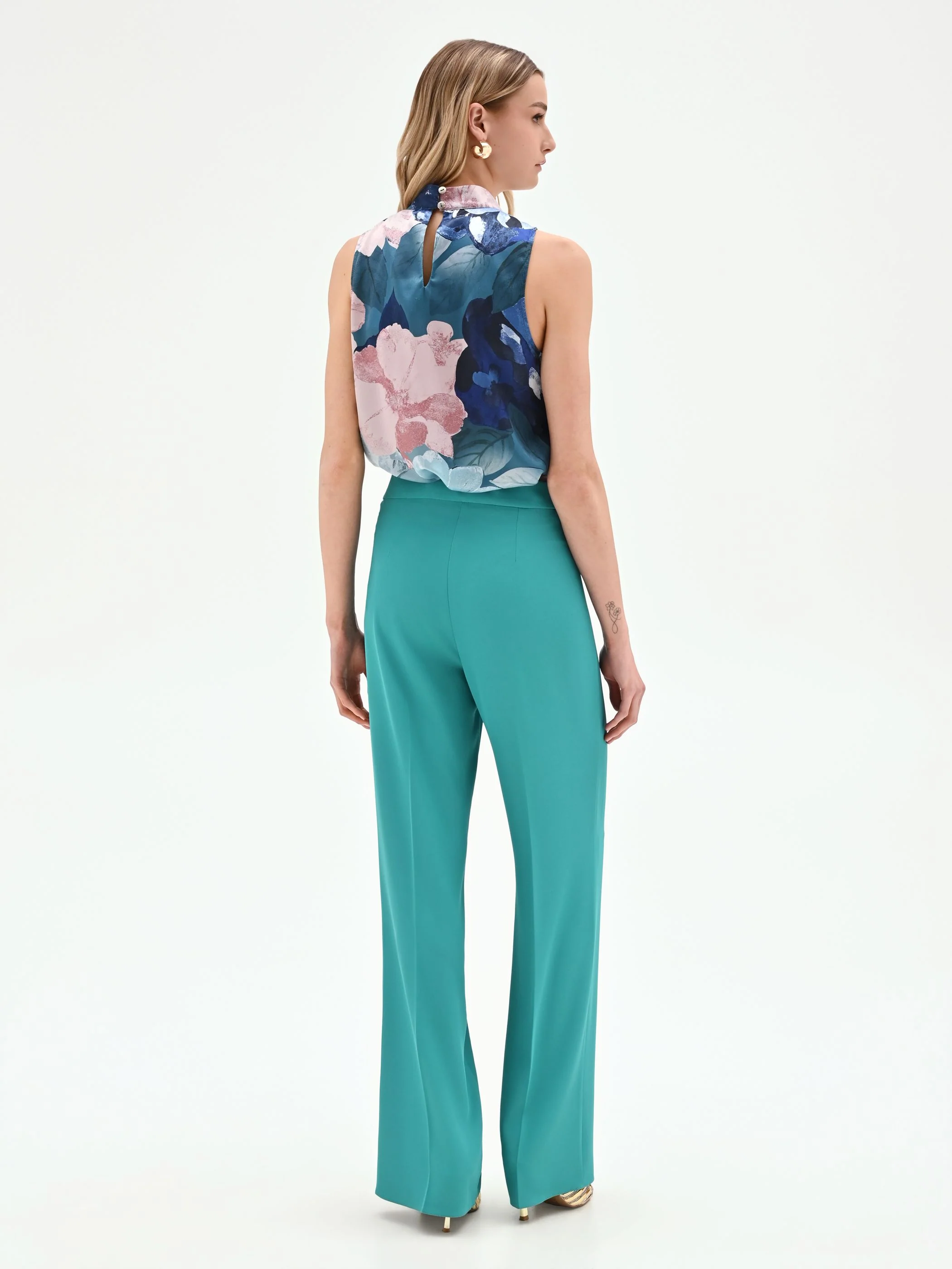 Pantalone a palazzo turchese azzurro - Image 2