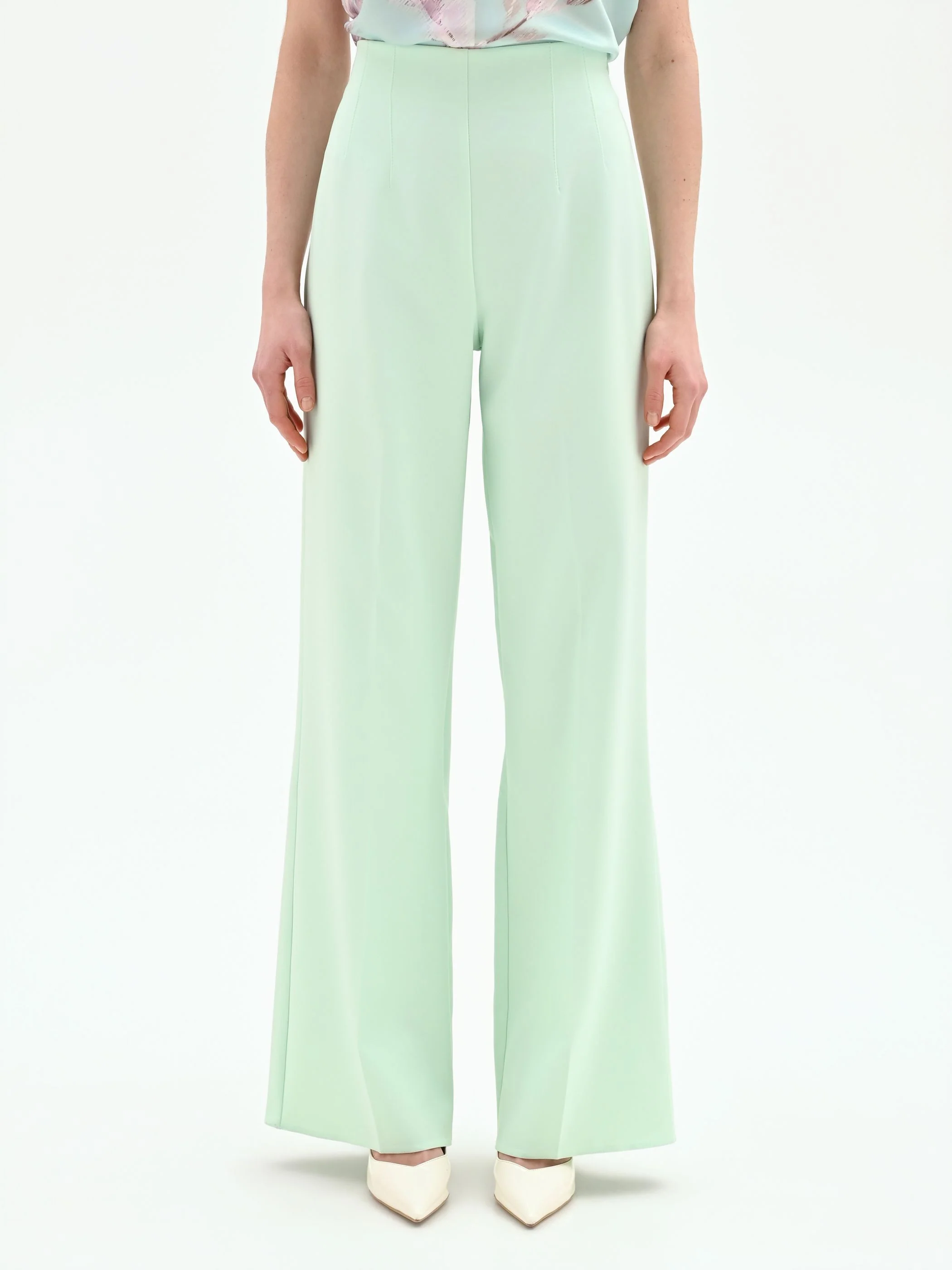 Pantalone a palazzo verde menta - Image 2