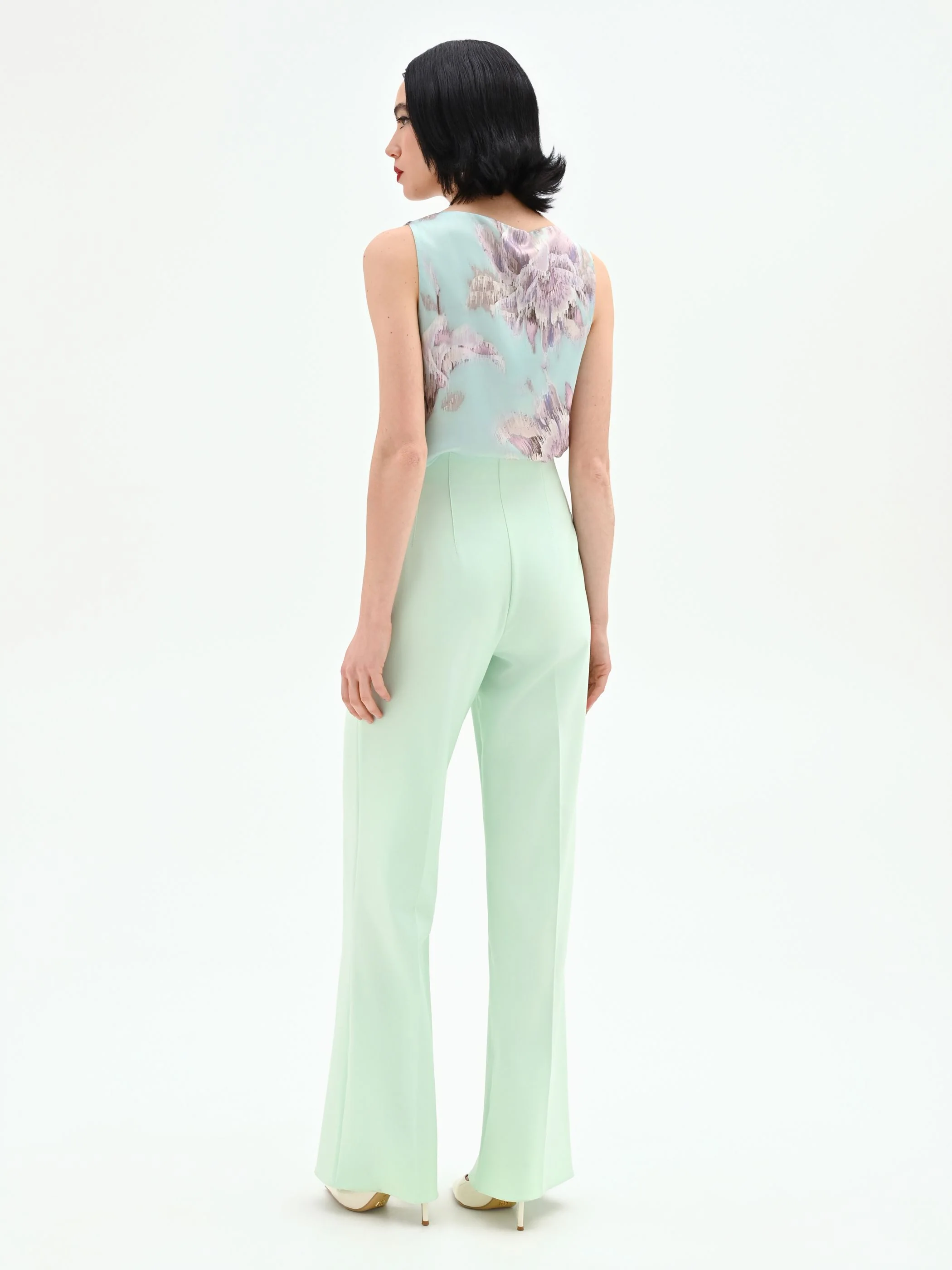 Pantalone a palazzo verde menta - Image 3
