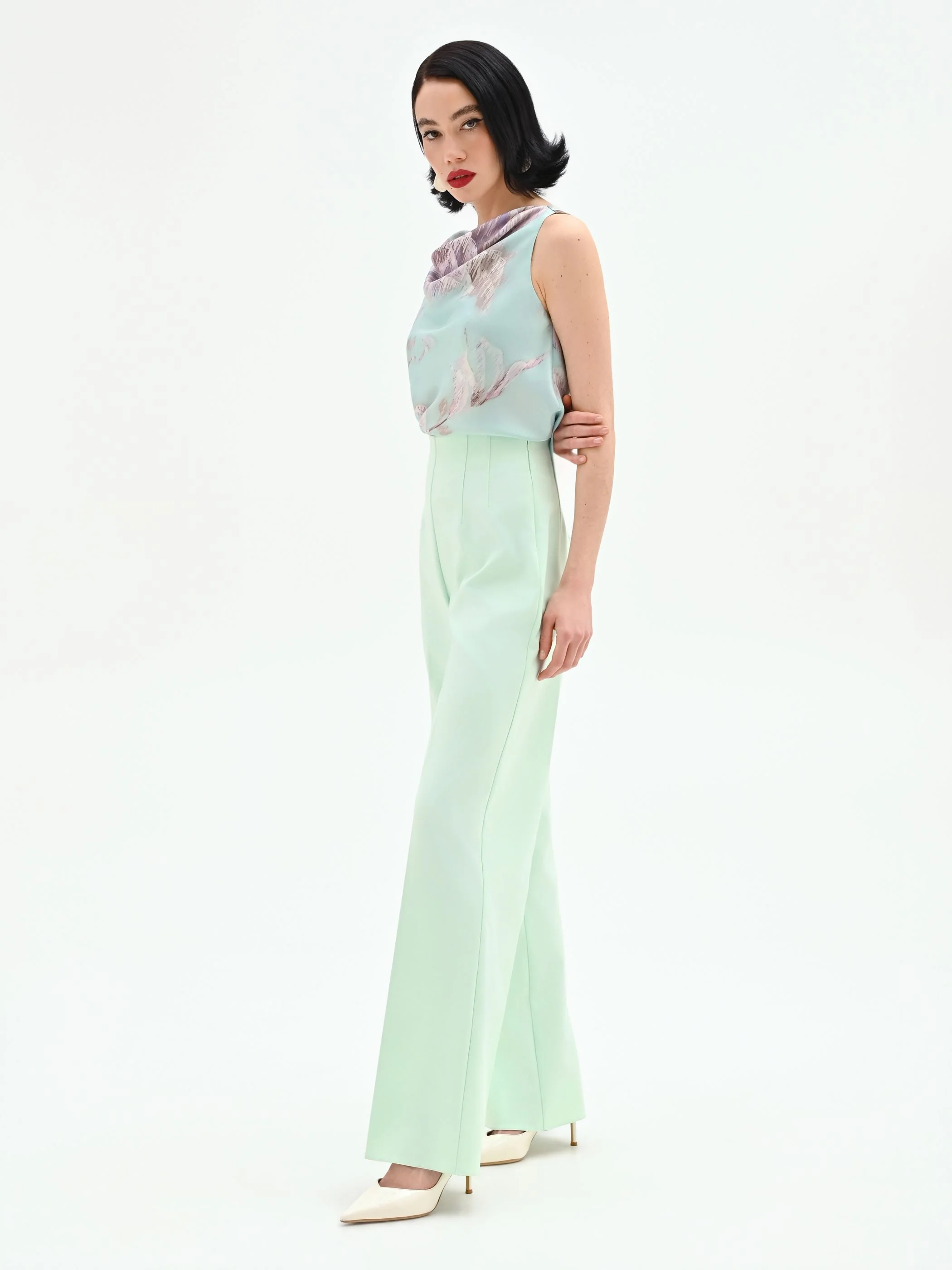 Pantalone a palazzo verde menta - Image 5