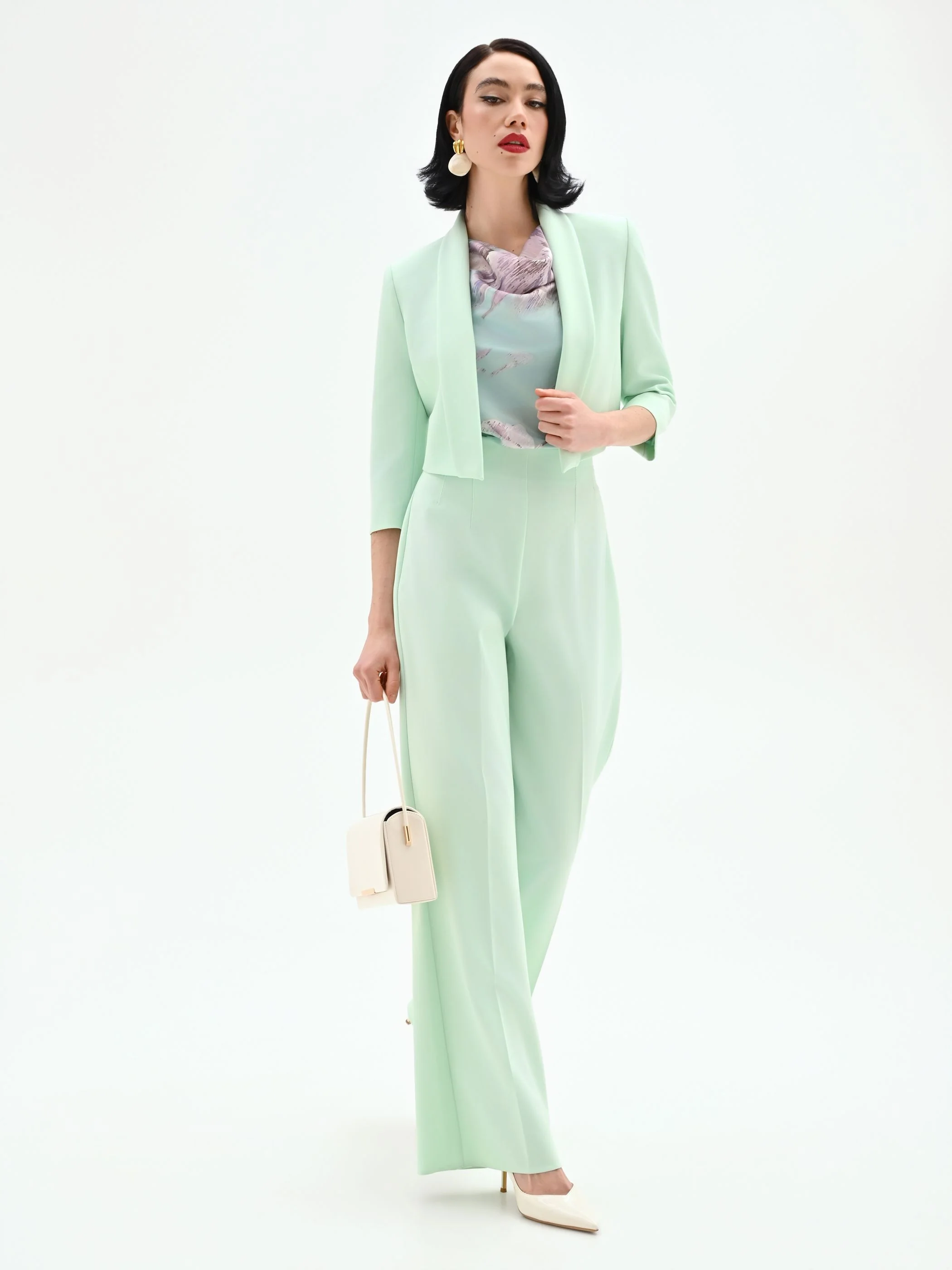 Pantalone a palazzo verde menta - Image 7