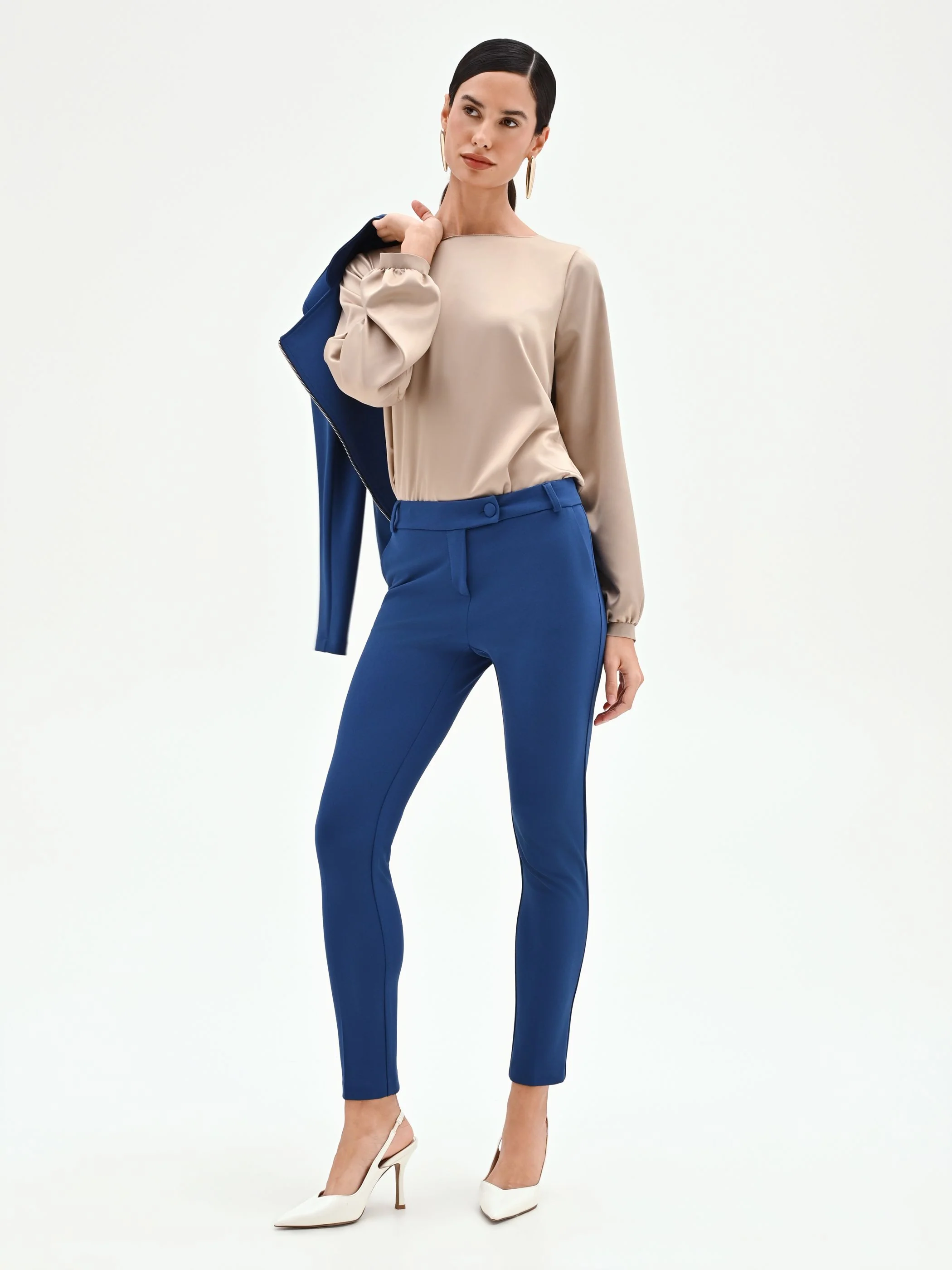 Pantalone a sigaretta blu brillante - Image 6