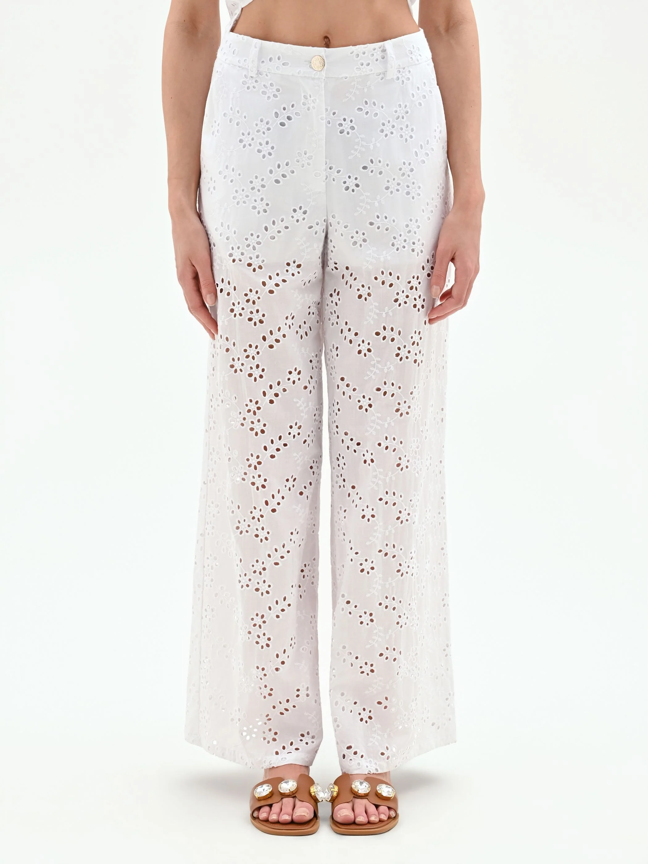 Pantalone bianco in sangallo di cotone - Image 2
