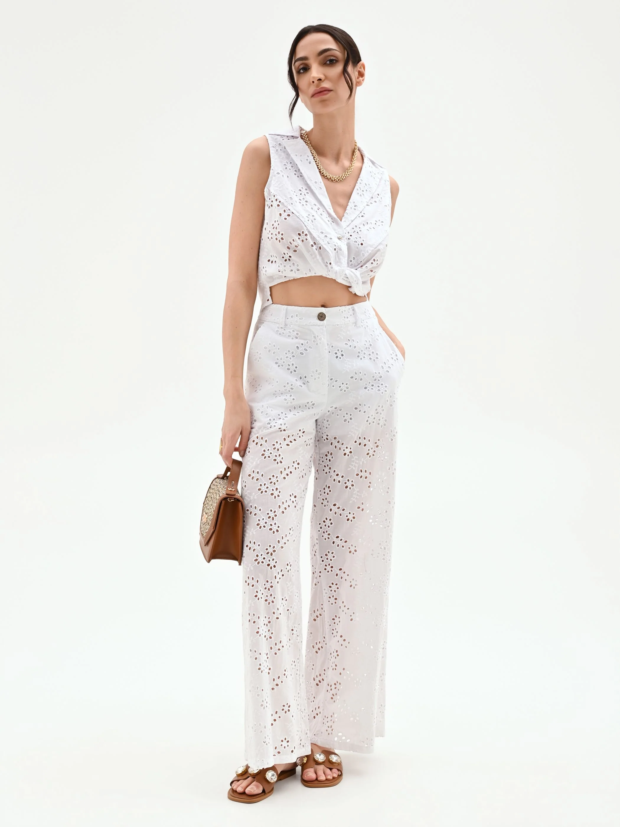 Pantalone bianco in sangallo di cotone - Image 6