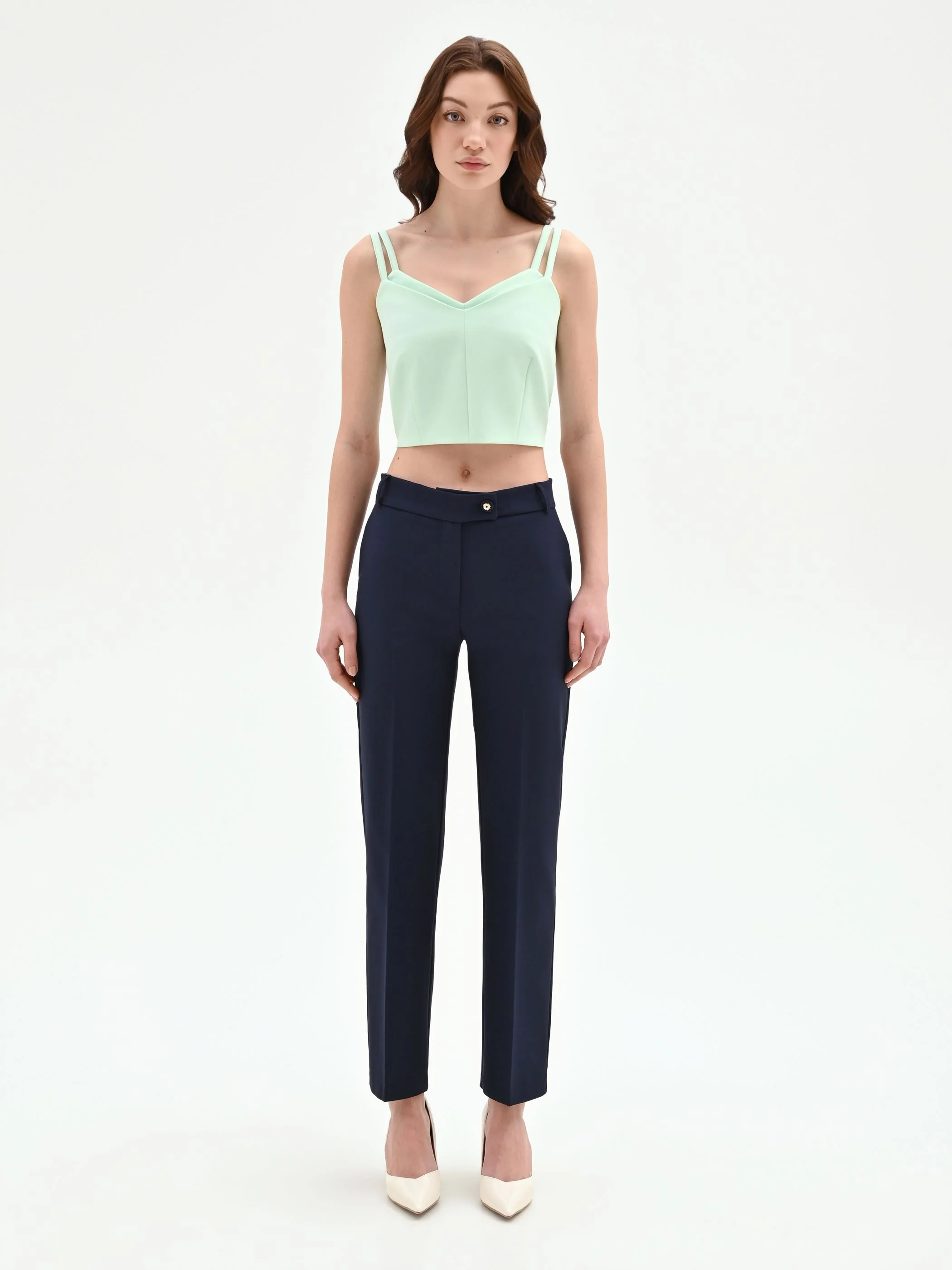 Pantalone blu dritto in tessuto tecnico - Image 4
