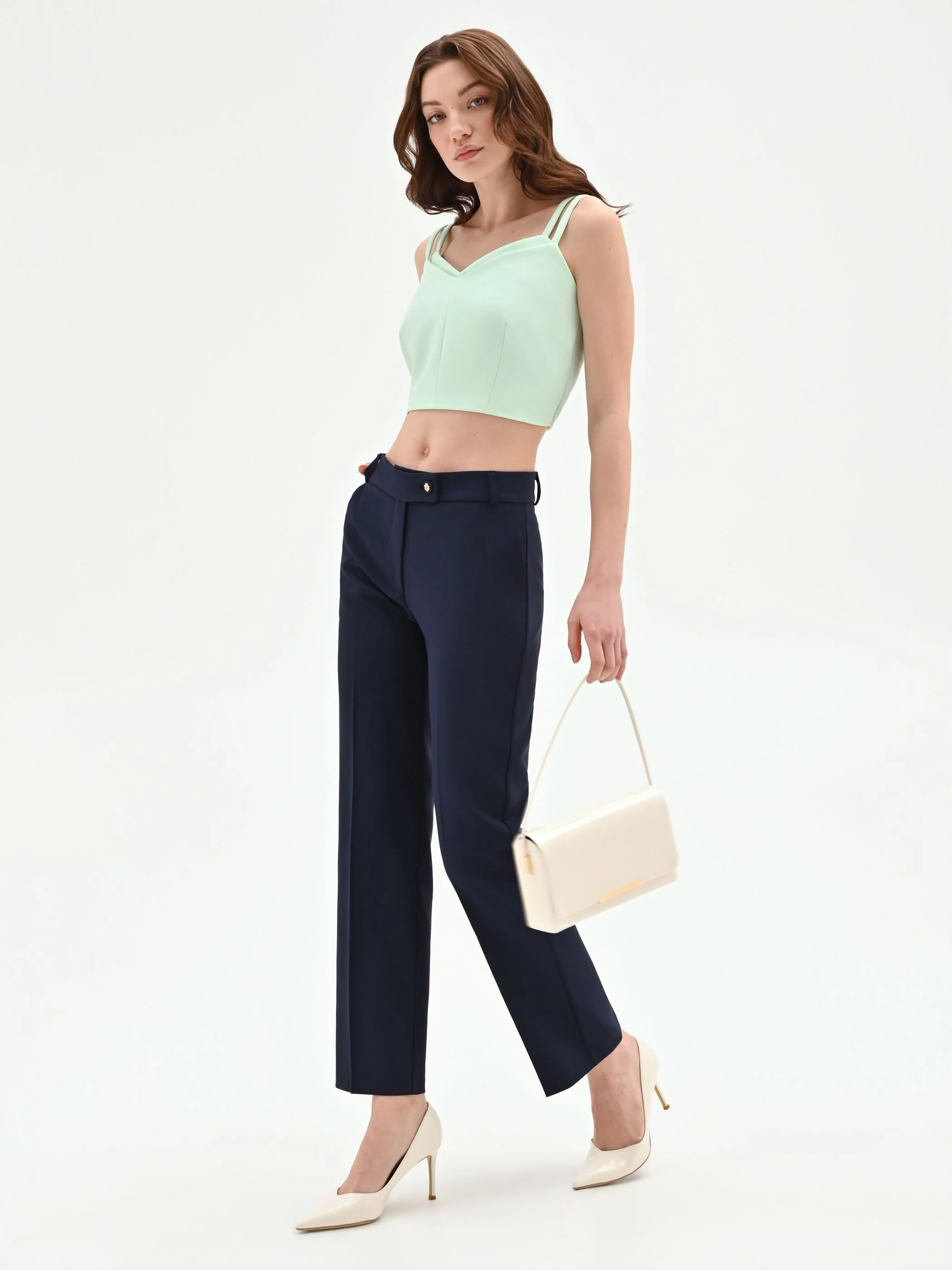 Pantalone blu dritto in tessuto tecnico - Image 6