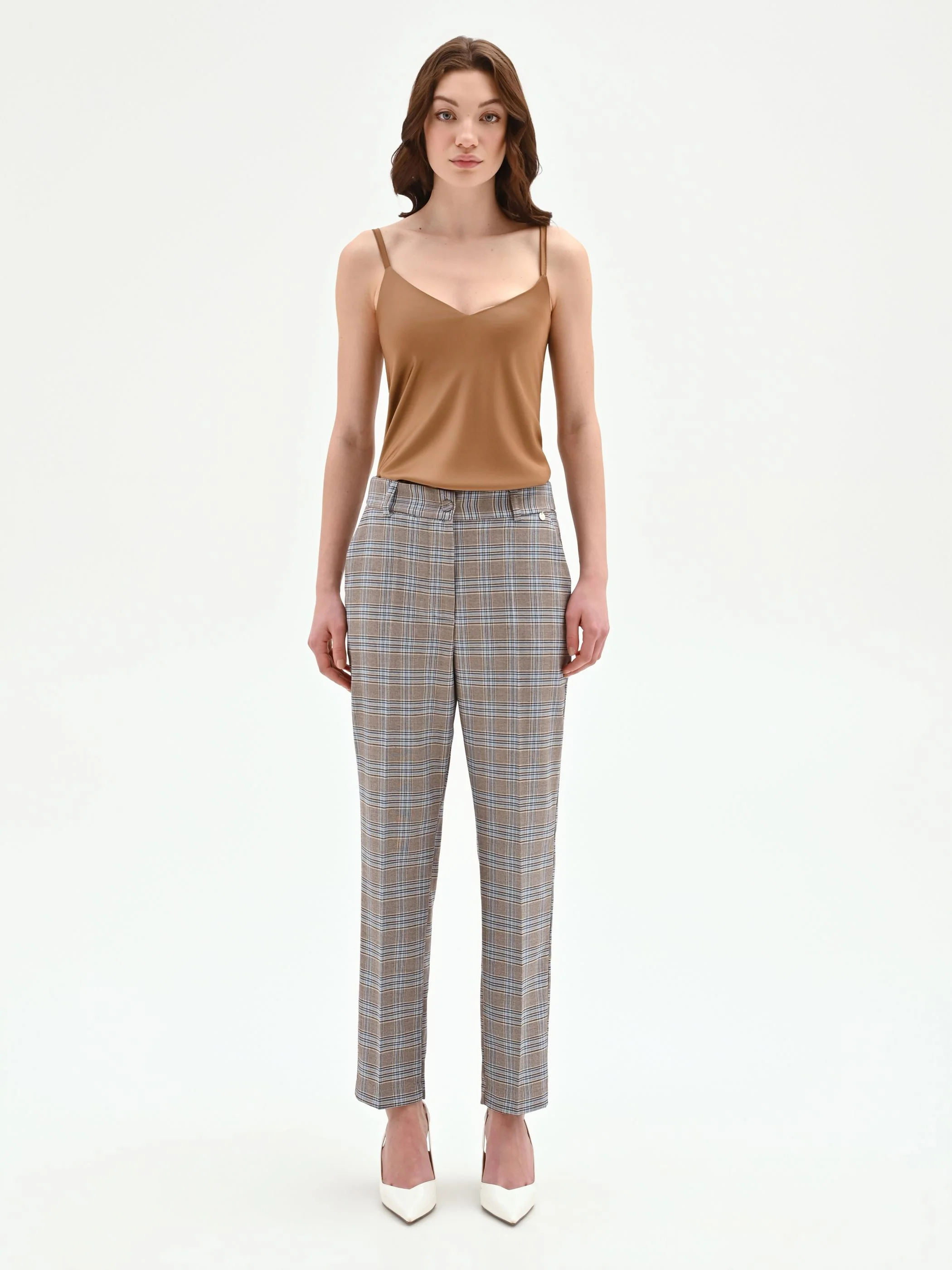 Pantalone check azzurro