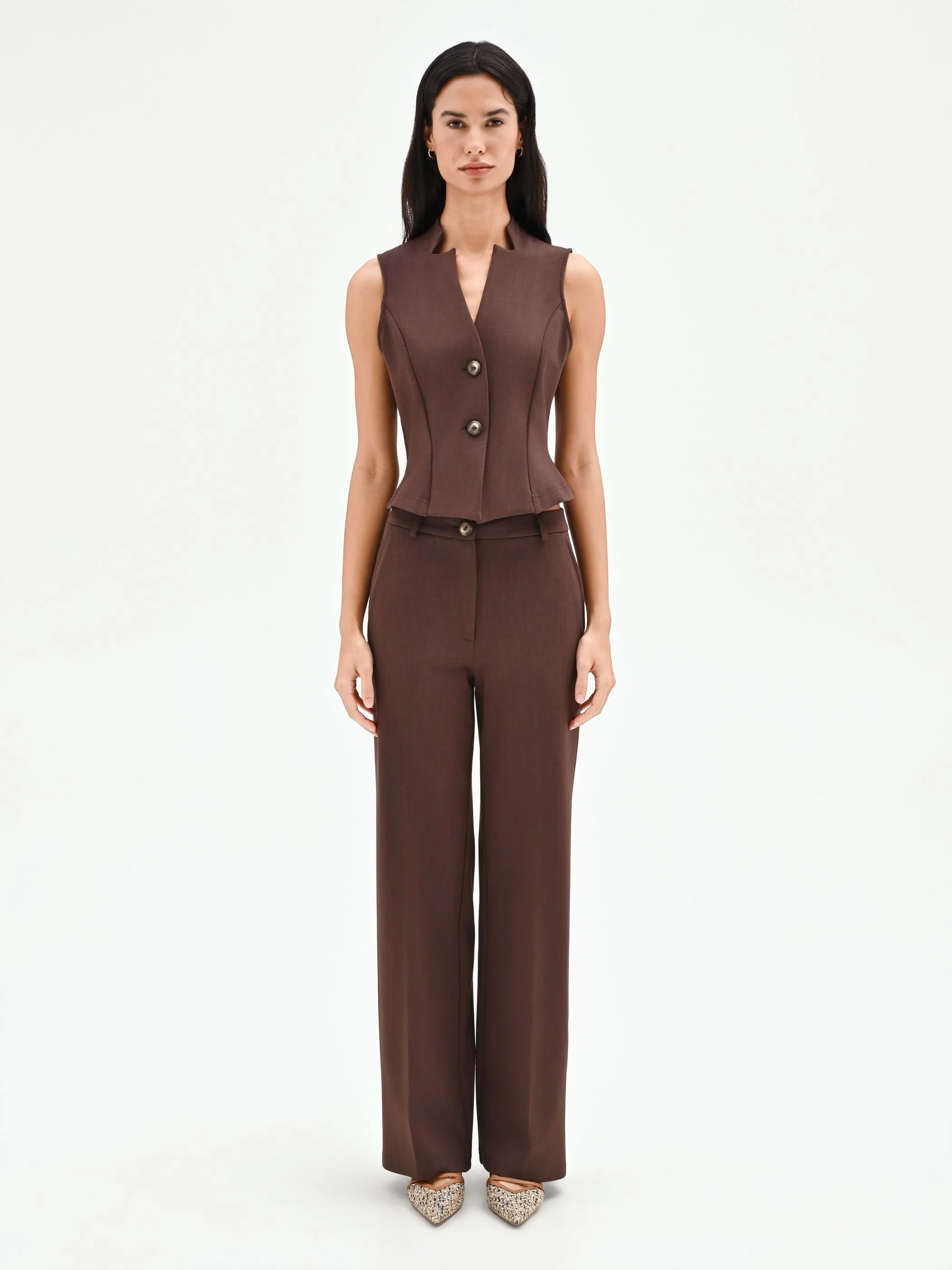 Pantalone cioccolato a gamba dritta