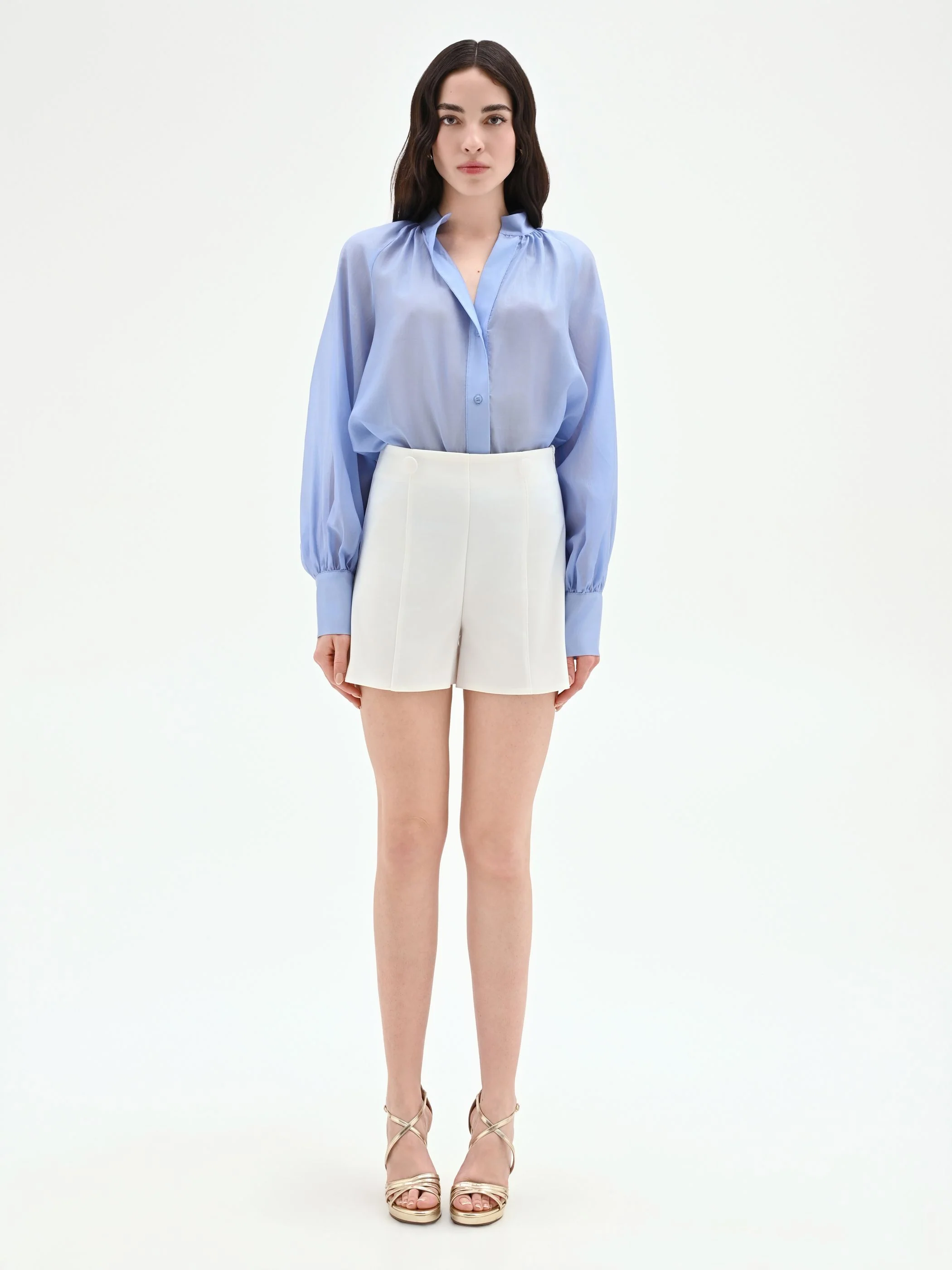 Pantalone corto bianco a vita alta - Image 5