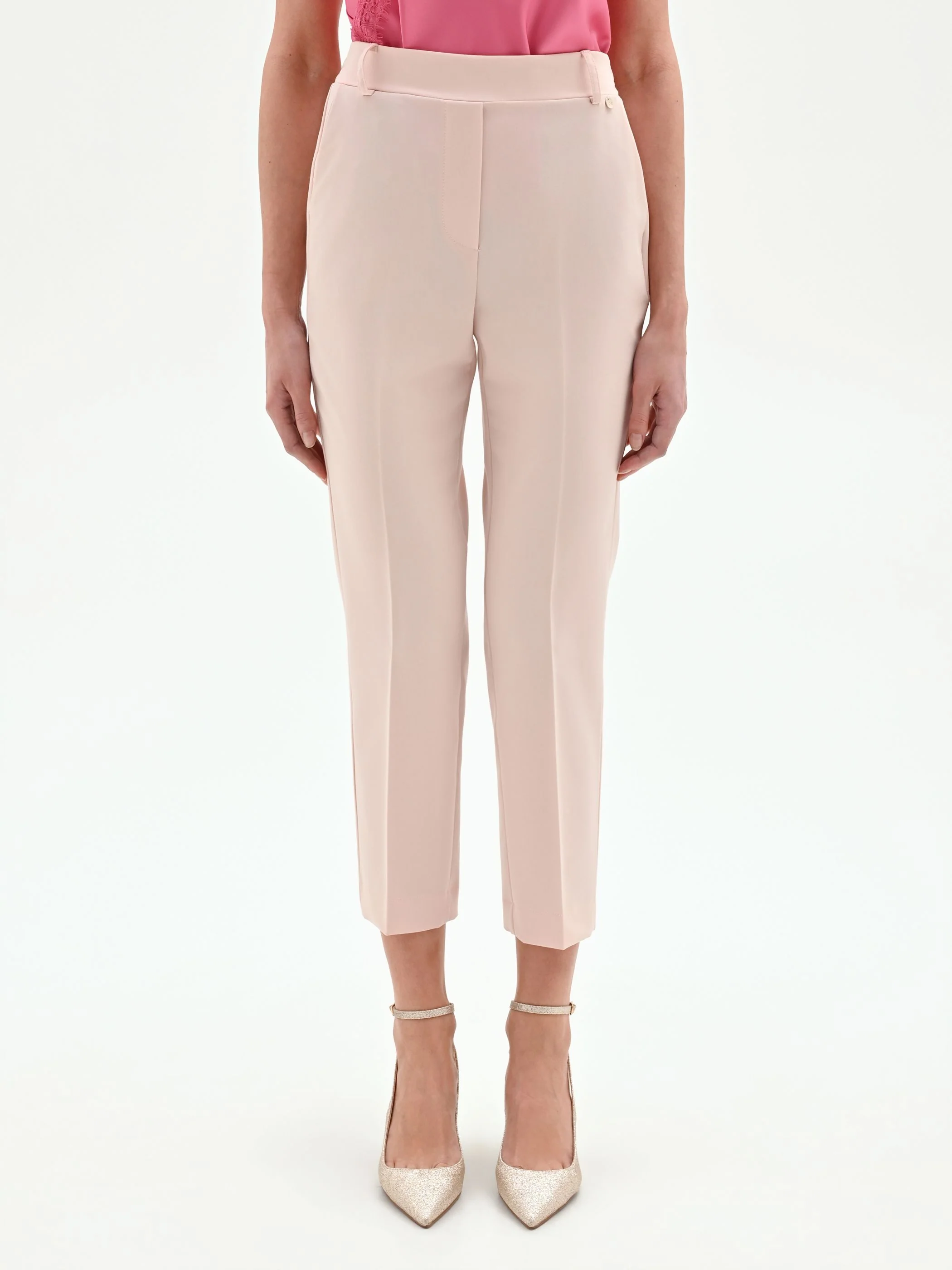 Pantalone cropped rosa con piega centrale - Image 2