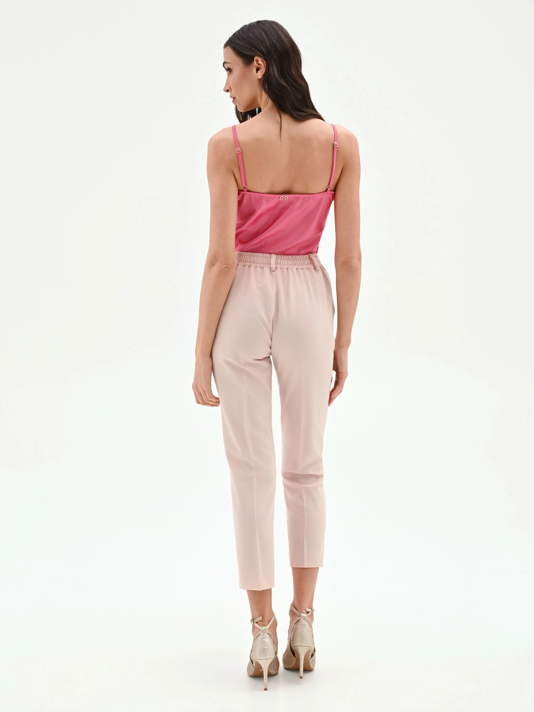 Pantalone cropped rosa con piega centrale - Image 3