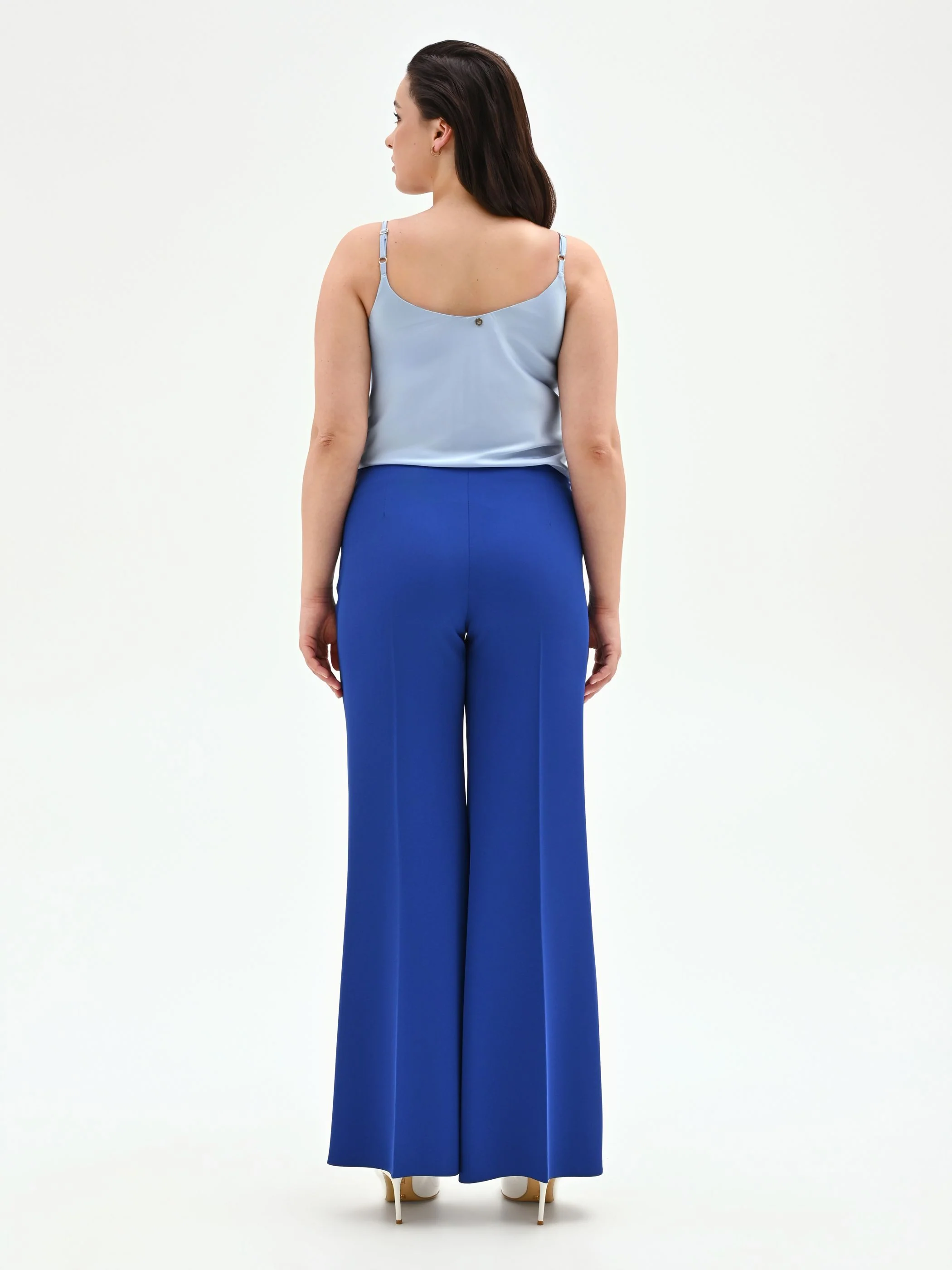 Pantalone Curvy a palazzo blu cina dalla linea fluida in cadi - Image 3