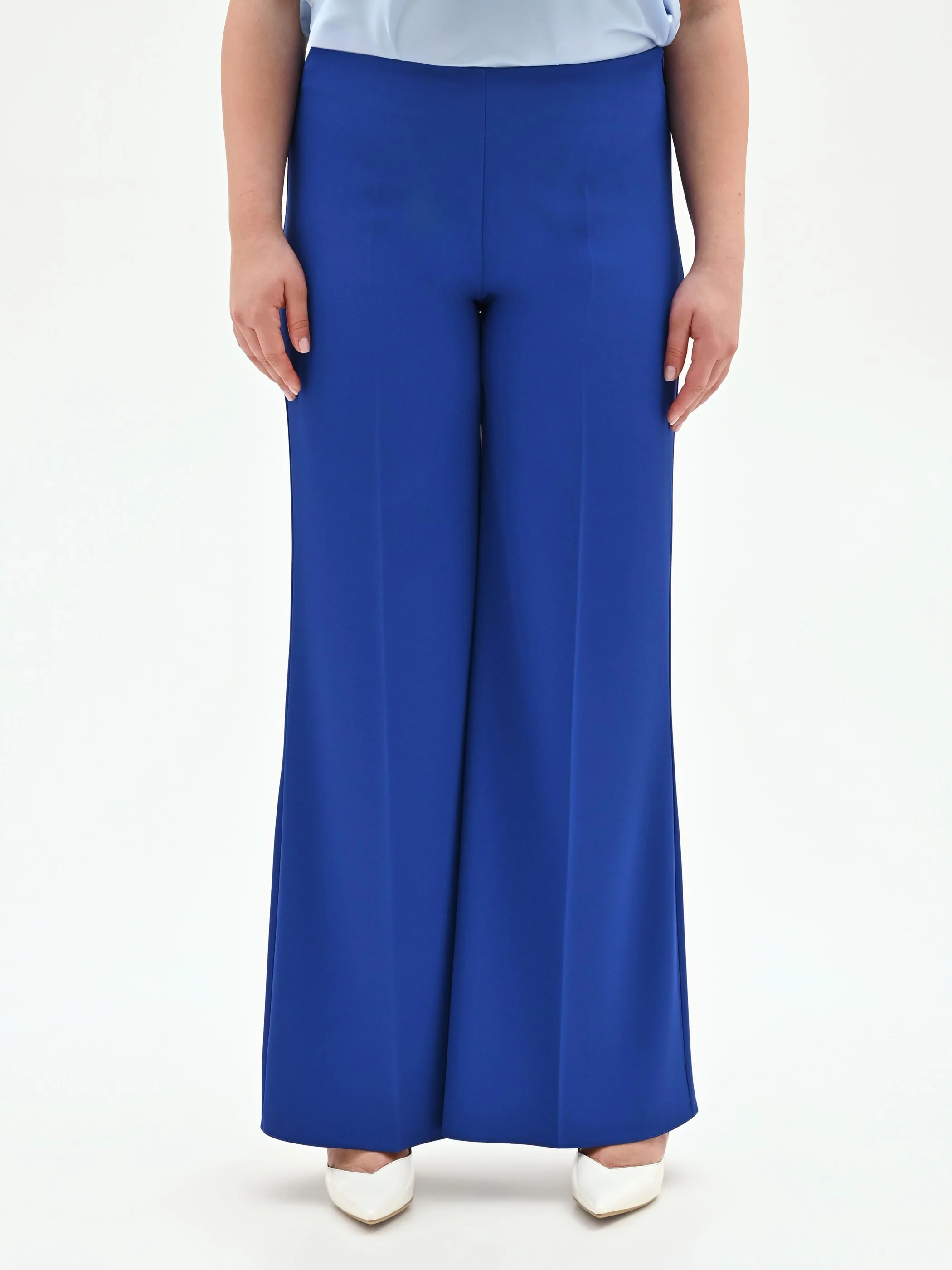 Pantalone Curvy a palazzo blu cina dalla linea fluida in cadi - Image 4