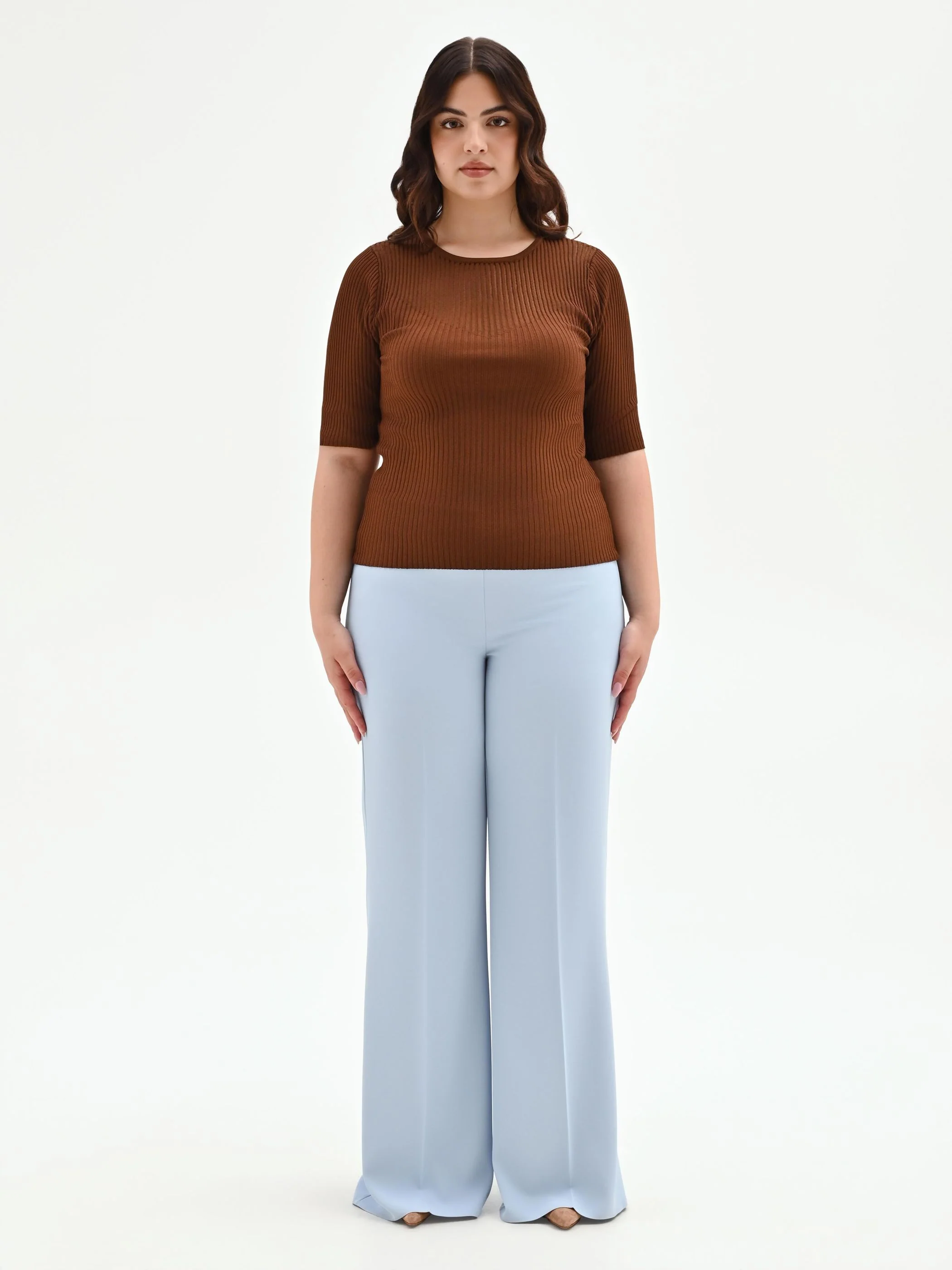 Pantalone Curvy a palazzo cielo azzurro - Image 2