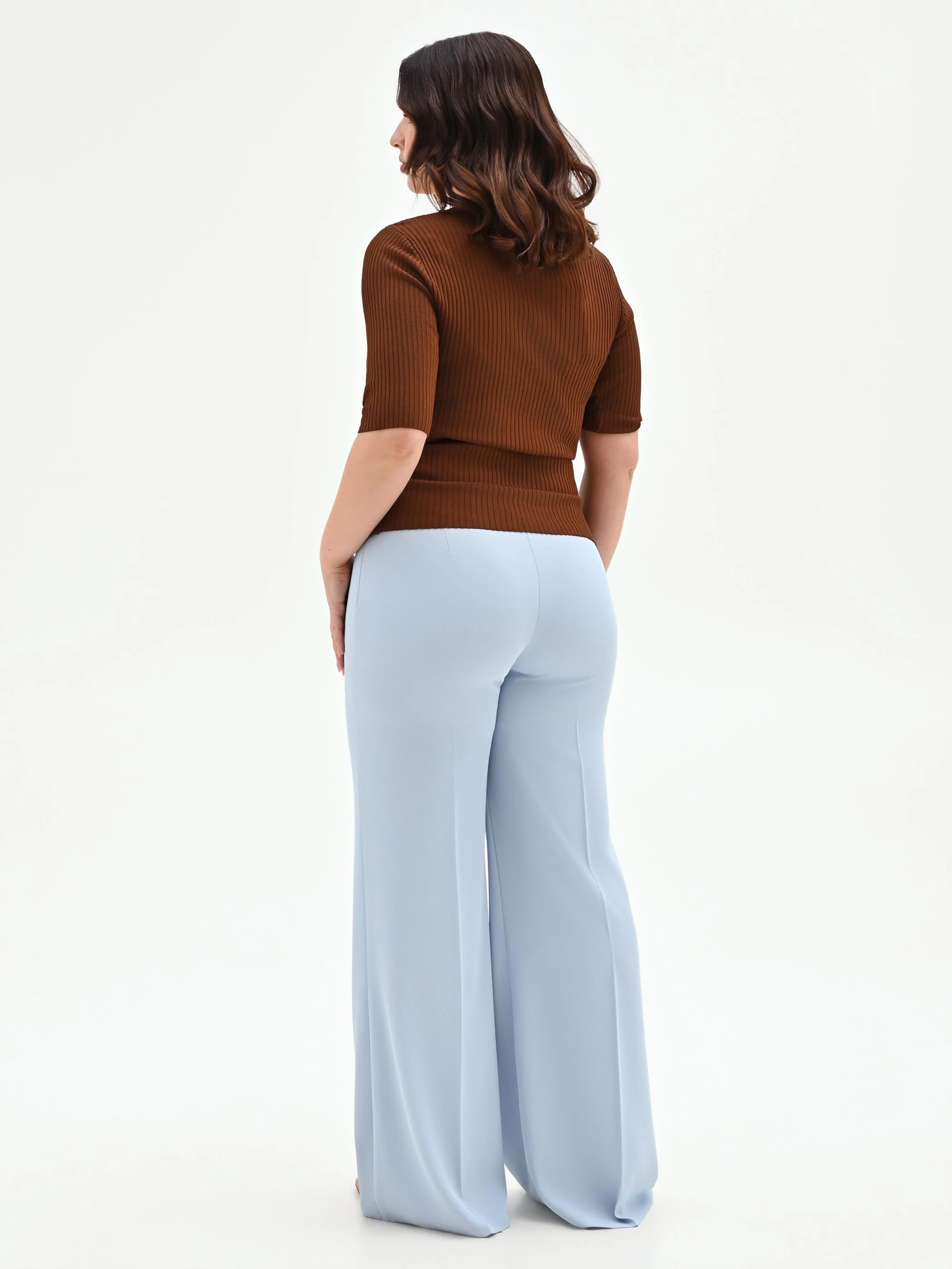 Pantalone Curvy a palazzo cielo azzurro - Image 4