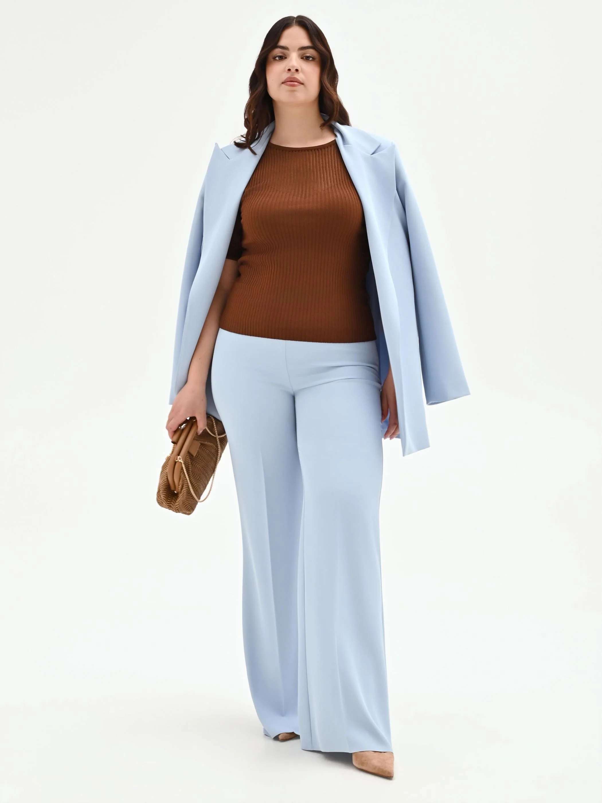 Pantalone Curvy a palazzo cielo azzurro - Image 6