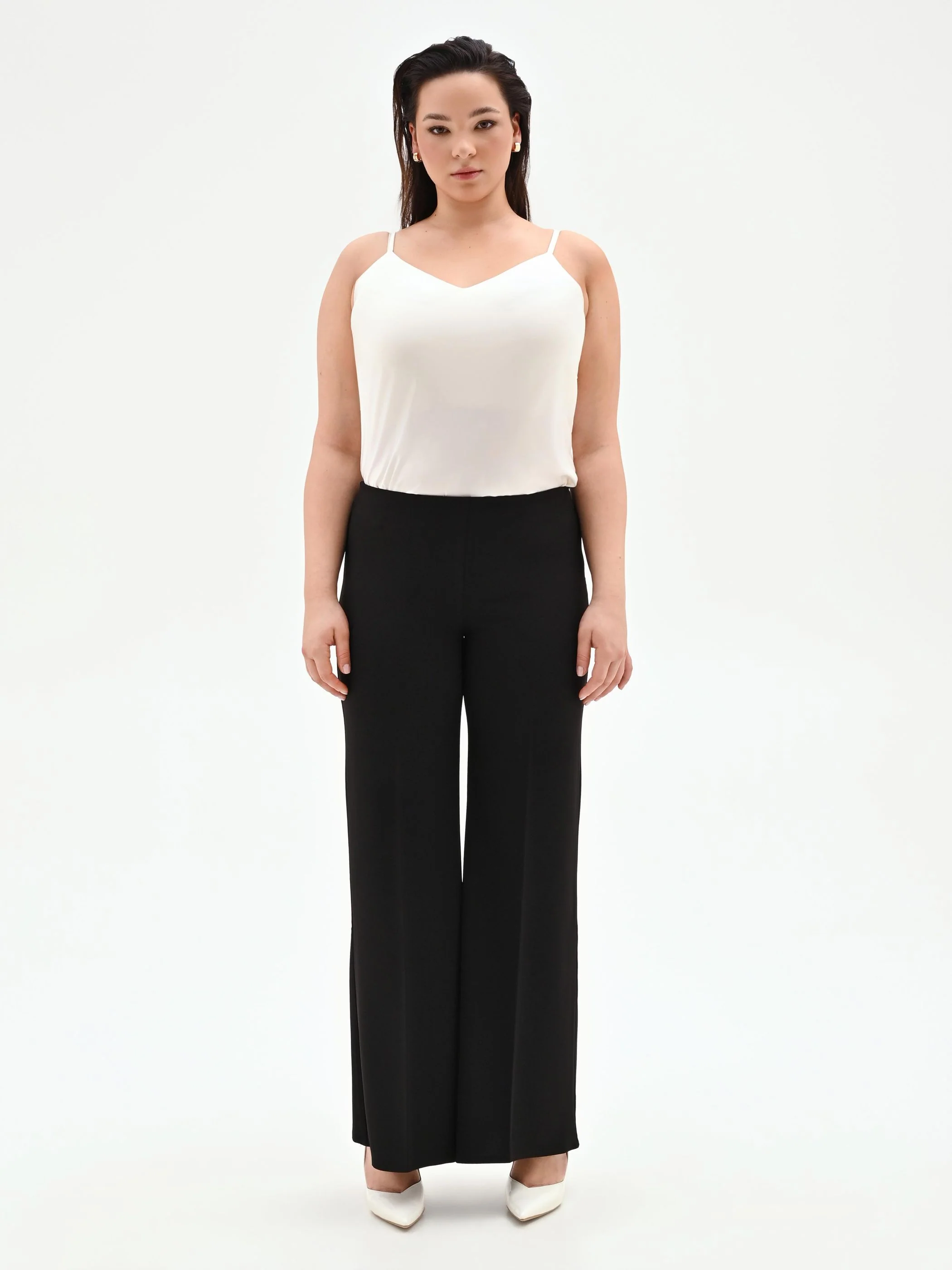 Pantalone Curvy nero a palazzo in scuba crèpe - Image 3