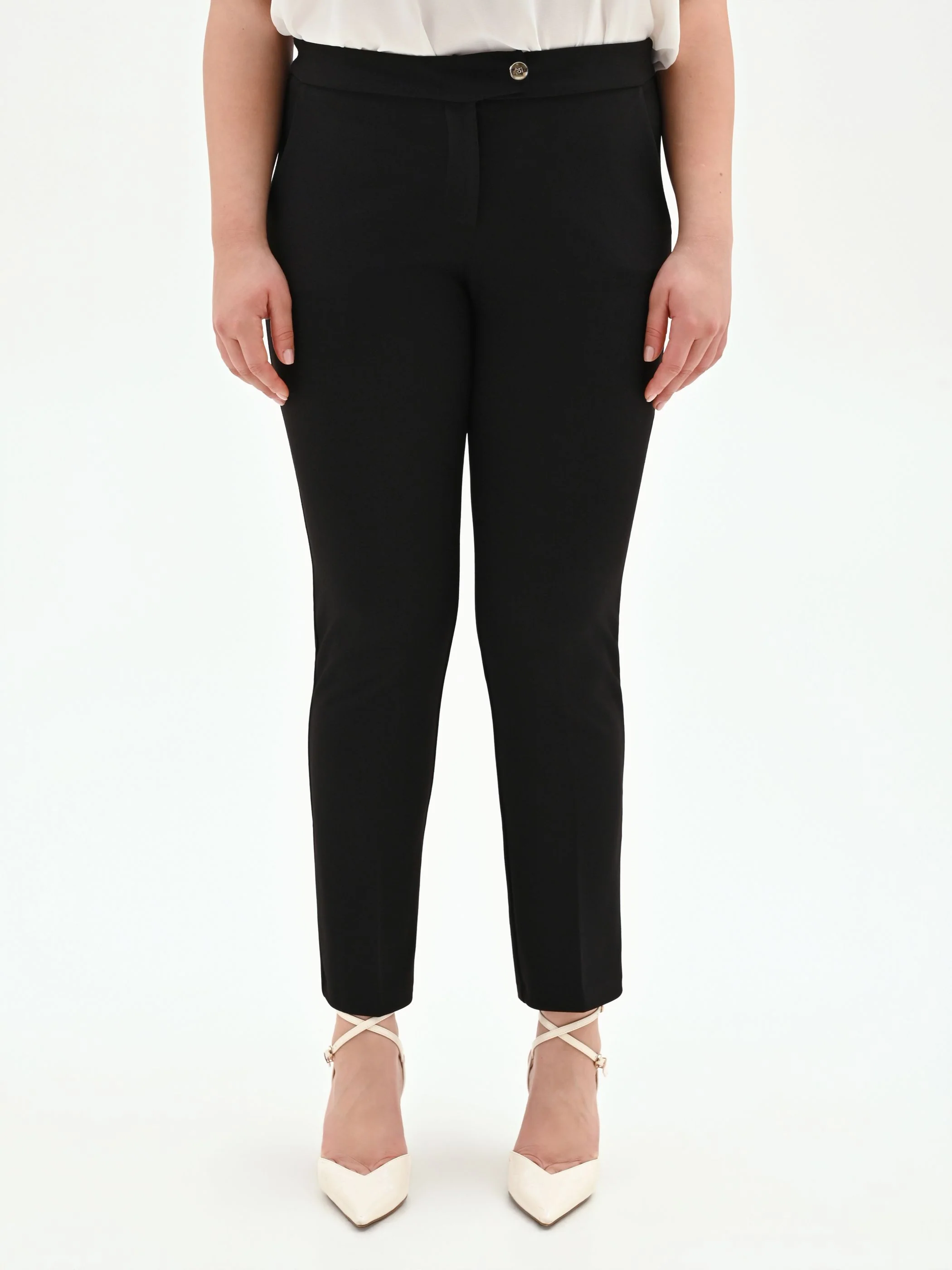 Pantalone Curvy skinny nero in scuba mano crèpe - Image 3