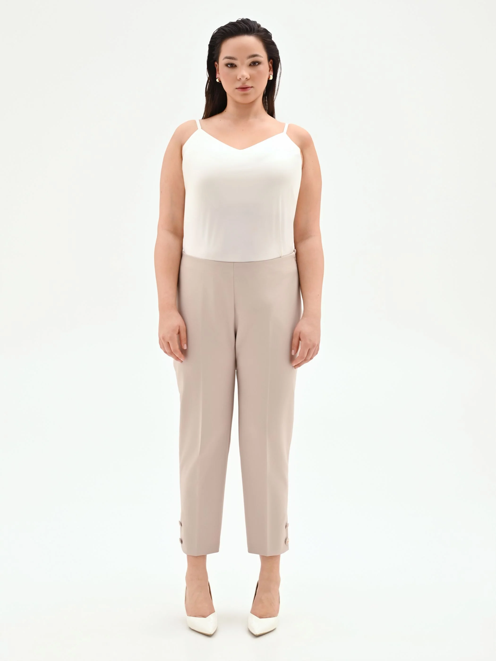 Pantalone Curvy tortora beige in tessuto tecnico - Image 4